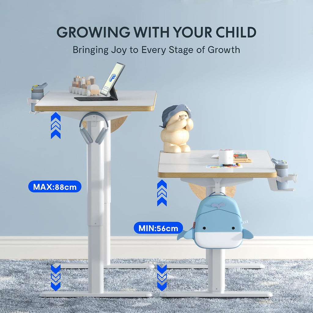 FLEXISPOT Kinderschreibtisch höhenverstellbar elektrisch 110 × 52 cm, Weiß