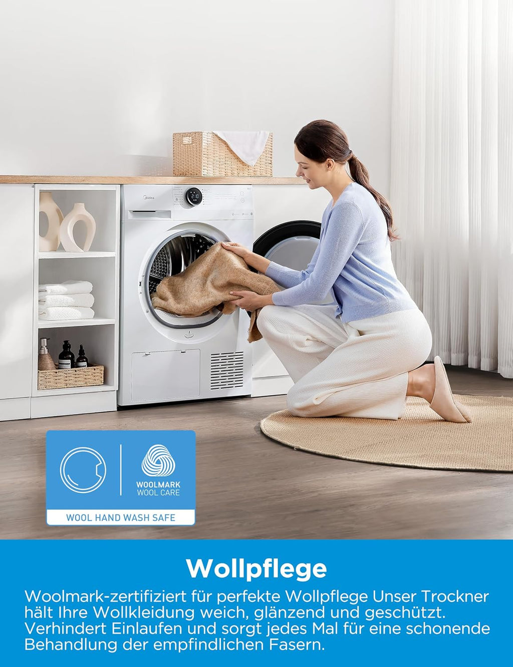 Midea Wärmepumpentrockner 8 kg Energieklasse C Fernsteuerung MD20EH80WB-A3