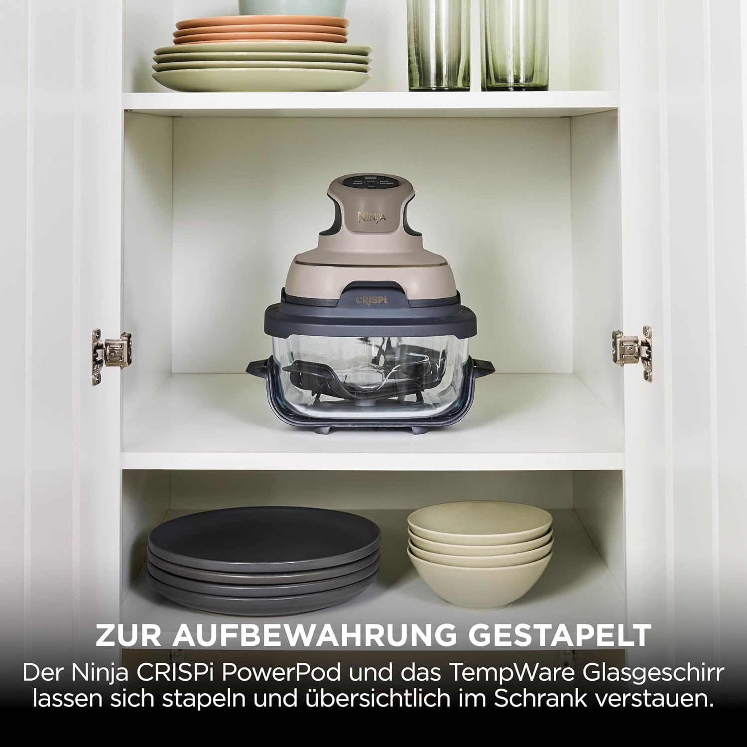Ninja CRISPi tragbare Air fryer Heißluftfritteuse, Stone Gold FN101EUSTGD