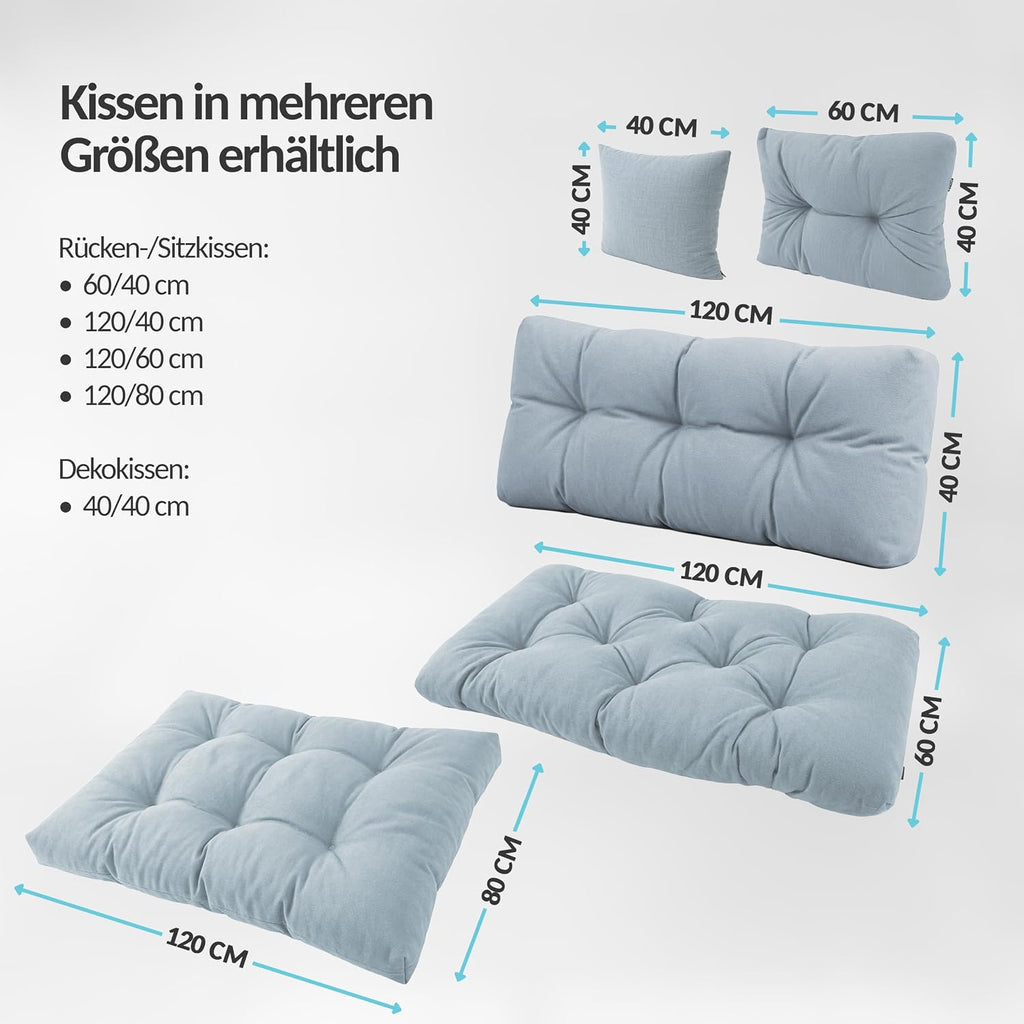 POKAR Palettenkissen Wasserabweisend Palettenauflagen Palettenmöbel Palettensofa 8er Set: Sitzkissen 120x80 + Rückenlehne 120x40, Anthrazit
