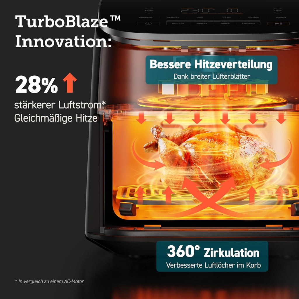 Cosori Airfryer, Turboblaze, 9-in-1 6L Heißluftfritteuse