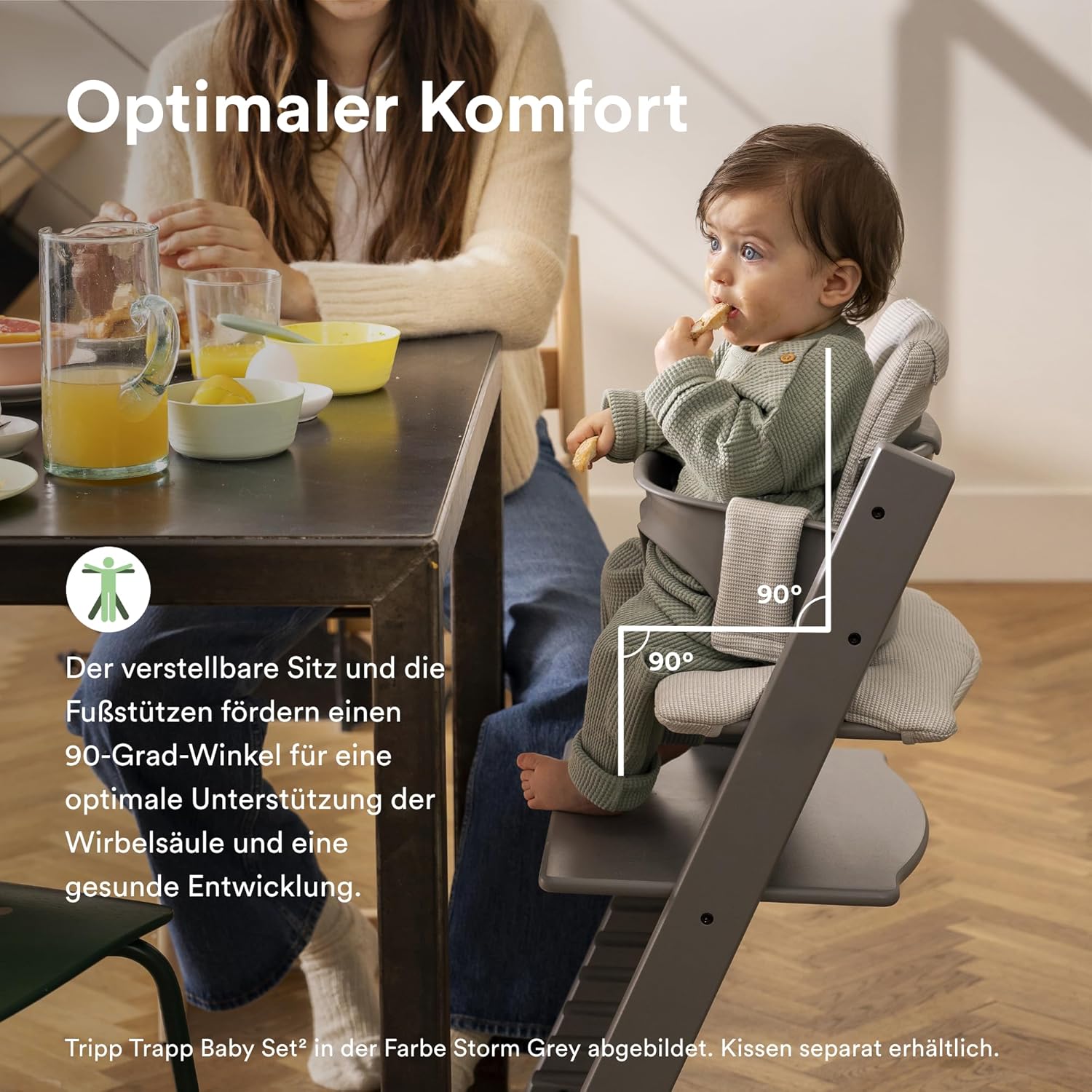 Stokke Tripp Trapp Hochstuhl, White - Inklusive Stuhl + Baby Set2 für Kinder von 6-36 Monaten - Verstellbar, ergonomisch & leicht zu reinigen
