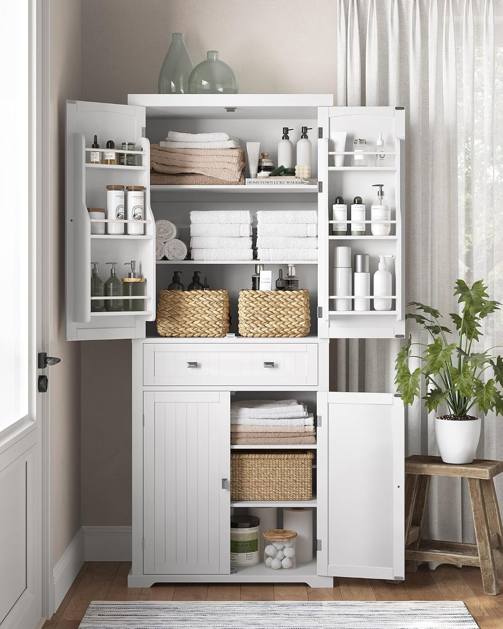 VASAGLE Küchenschrank, Mehrzweckschrank freistehend, 76 x 40 x 182 cm