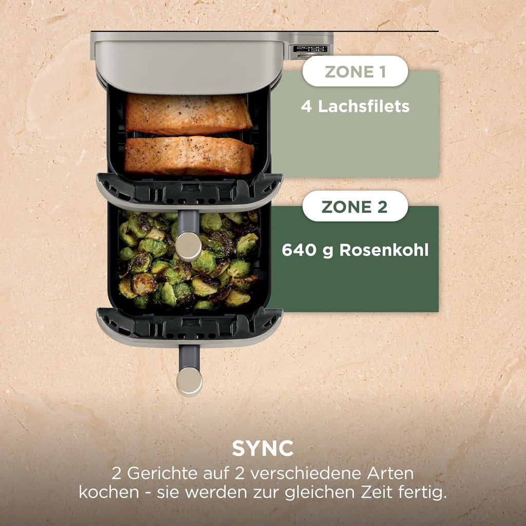Ninja Double Stack XL-Heißluftfritteuse, 6 Funktionen, Steingold SL451EUSD