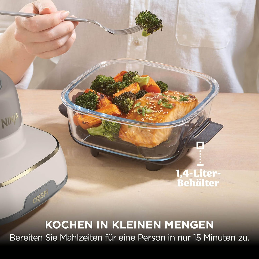 Ninja CRISPi tragbare Air fryer Heißluftfritteuse, Stone Gold FN101EUSTGD