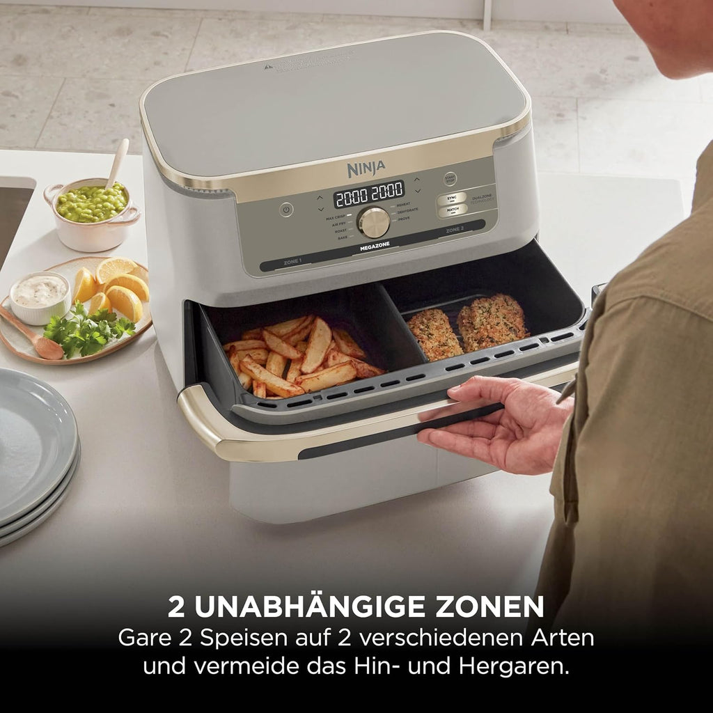 Ninja Foodi FlexDrawer Heißluftfritteuse, Dual Zone, Stone Gold AF500EUSD