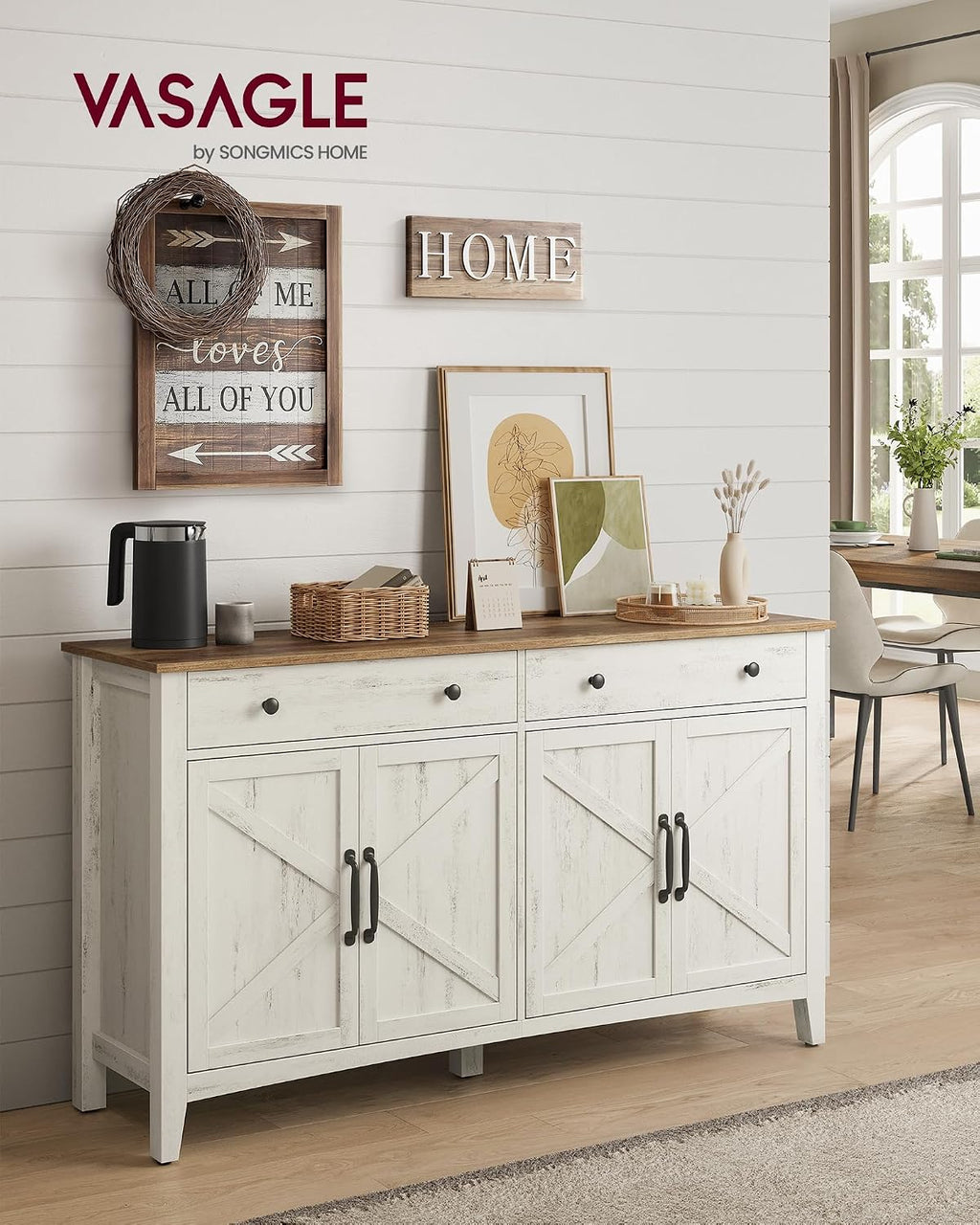 VASAGLE Küchenschrank mit 4 Türen, Sideboard