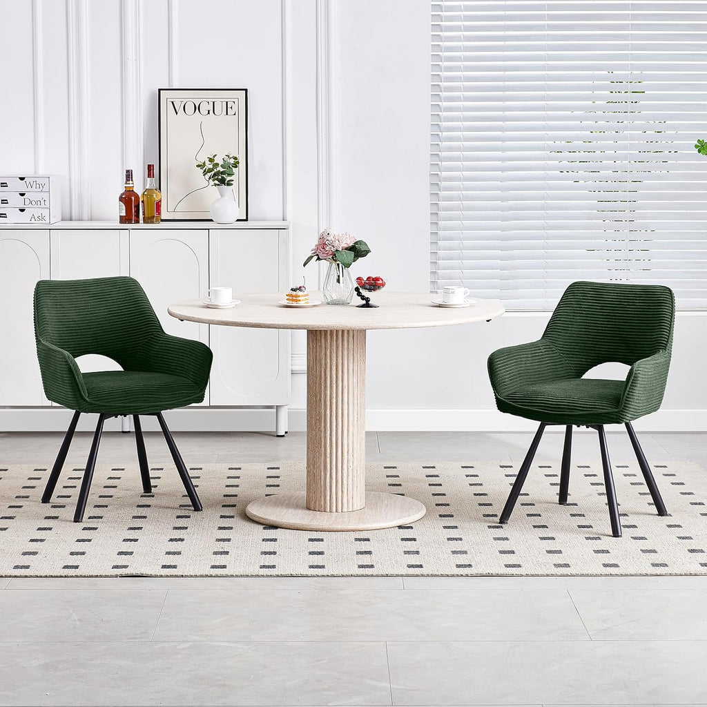 JIJIAN 2er Set 360° Drehbare Esszimmerstühle mit Armlehnen, Grün