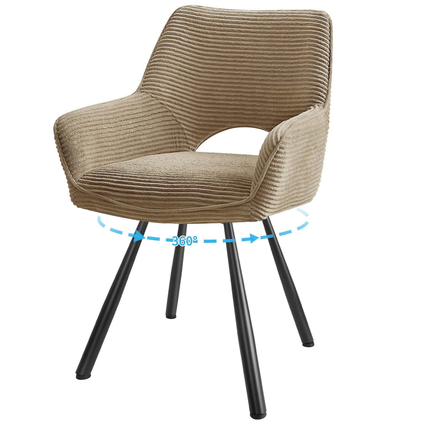 JIJIAN 2er Set 360° Drehbare Esszimmerstühle mit Armlehnen, Grün