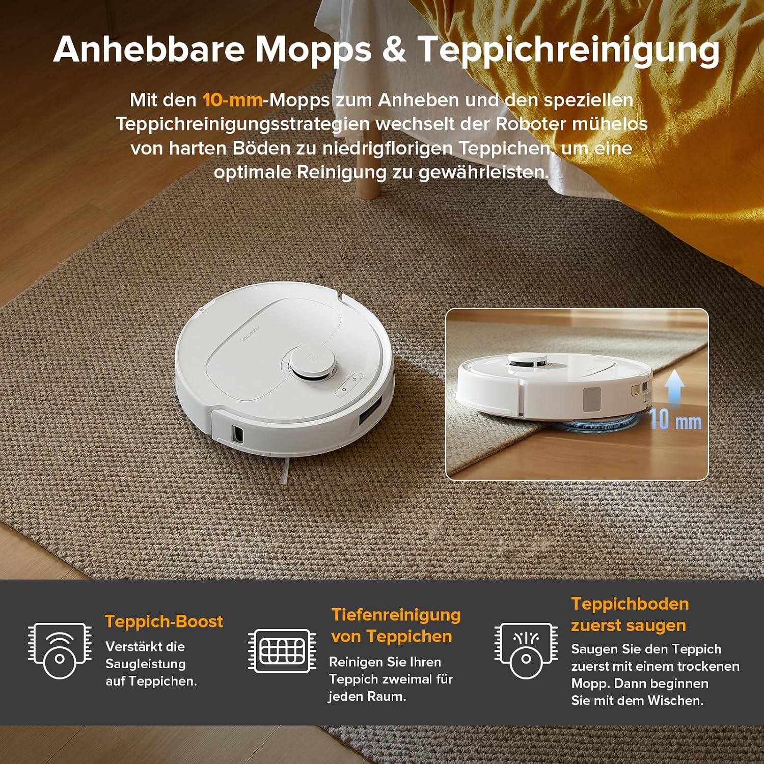 roborock QV 35A Set Saugroboter mit Wischfunktion mit 8.000 Pa Saugkraft