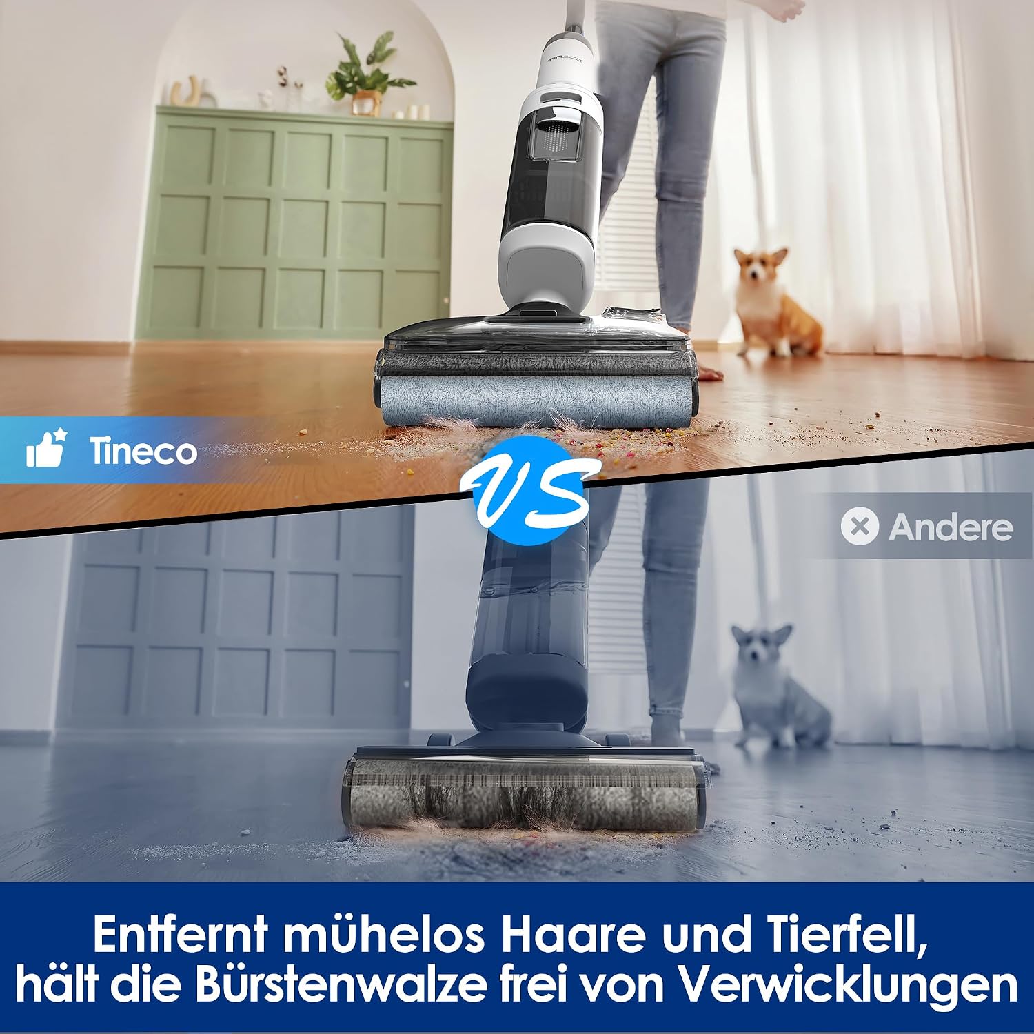 Tineco Floor One Stretch S6 Nass Trockensauger, 20Kpa，180°-Flachdesign