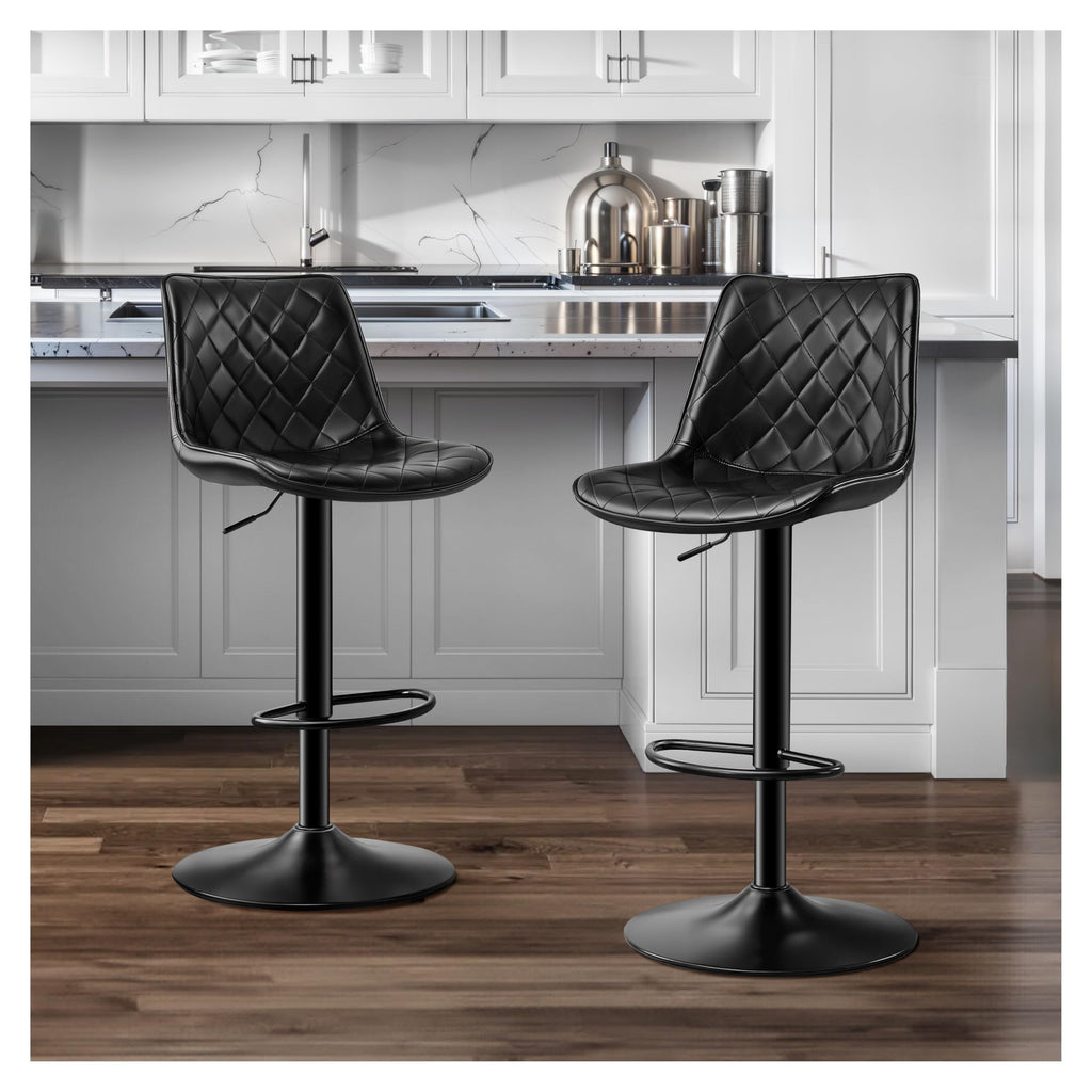 STOOLINK Barhocker 2er Set Barstuhl Höhenverstellbar mit Mikrofaser-Leder, Barhocker mit Lehne, Tresenhocker Drehbar, Bistrohocker Designer, Barstühle für Küche, Theke, Bar-Braun