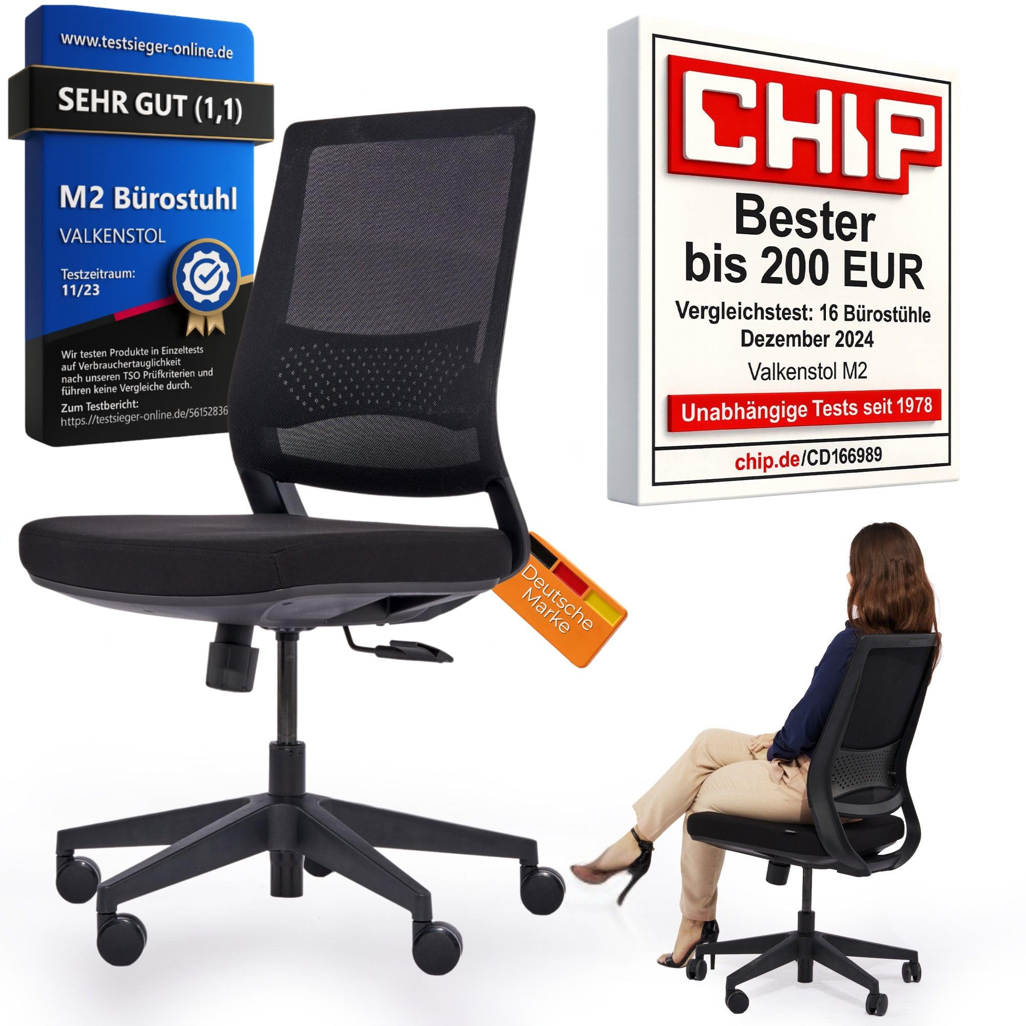 VALKENSTOL M2 Bürostuhl Ergonomisch TESTSIEGER - Büro & Home Office Chair