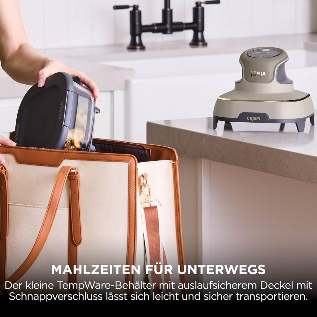 Ninja CRISPi tragbare Air fryer Heißluftfritteuse, Stone Gold FN101EUSTGD