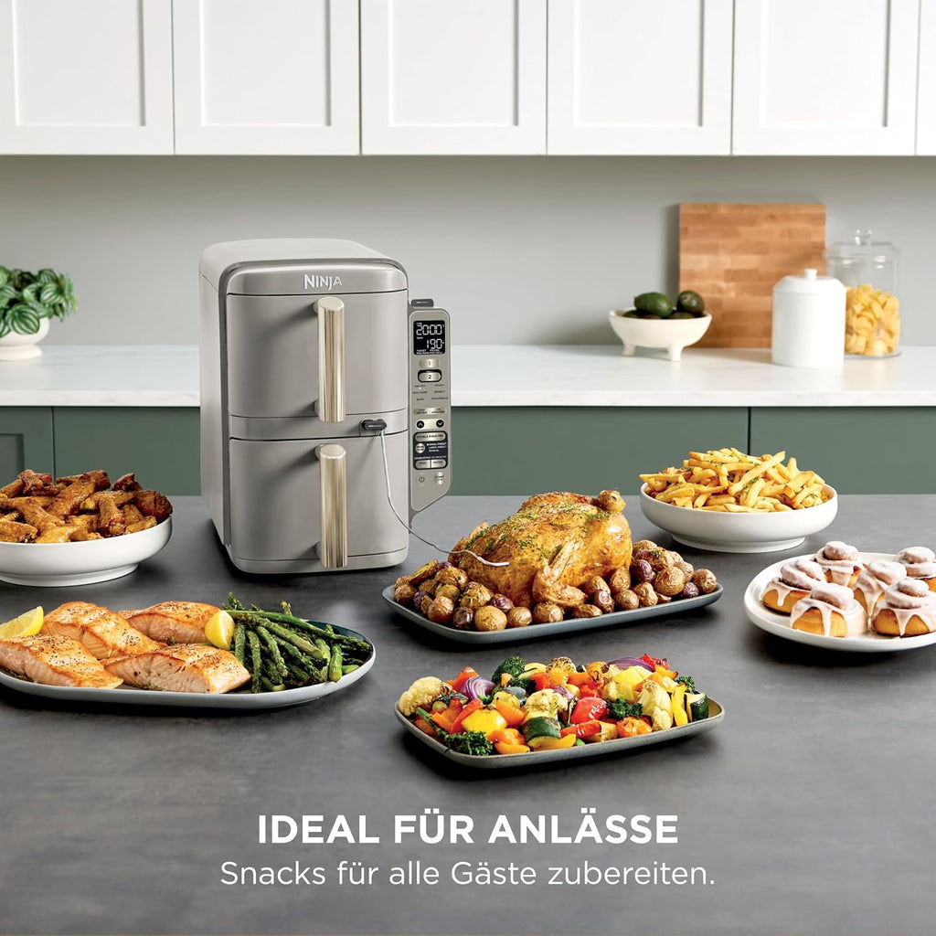 Ninja Double Stack XL-Heißluftfritteuse, 6 Funktionen, Steingold SL451EUSD