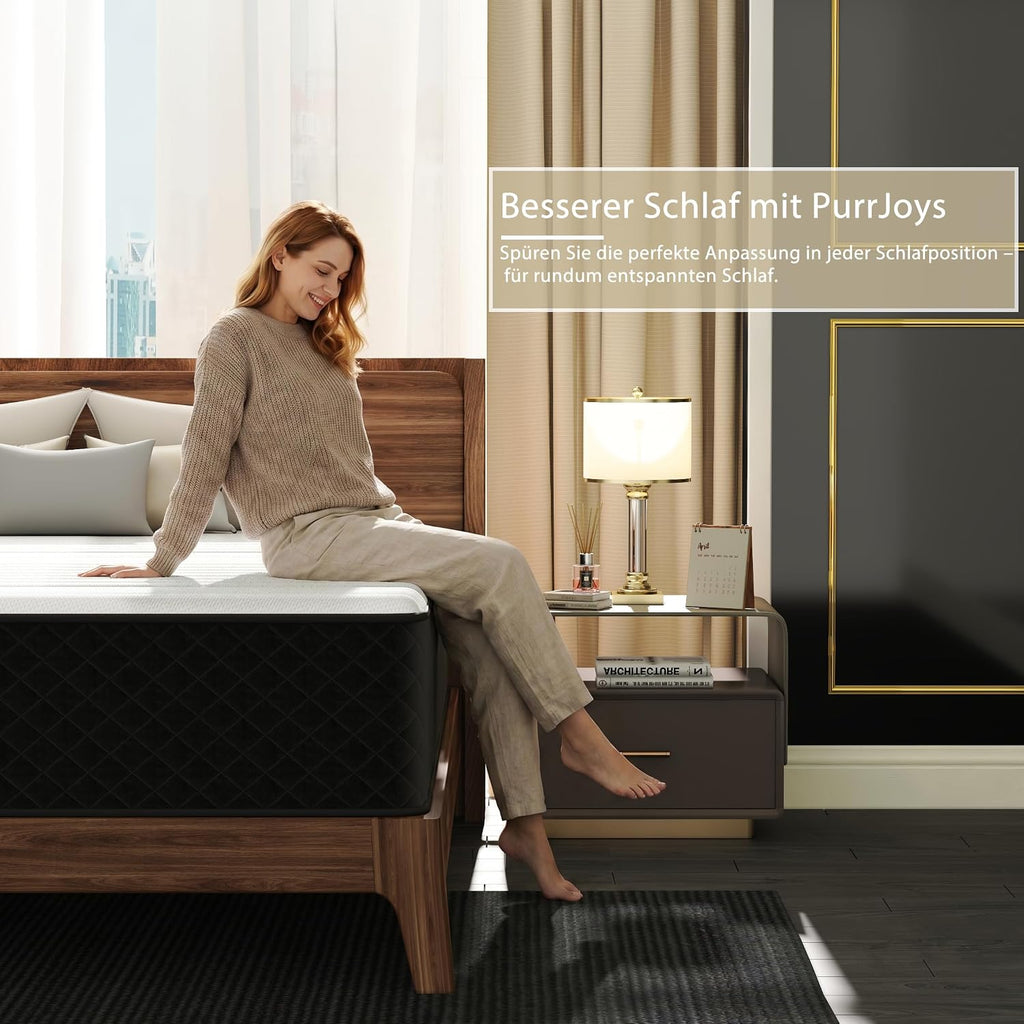 PurrJoys Matratze 160x200 H3 & H4 mit Oeko-TEX Zertifiziert, Höhe 25 cm 7 Zonen Taschenfederkernmatratze mit Memory Foam, Federkernmatratze mit weicher Oberfläche für Erwachsene