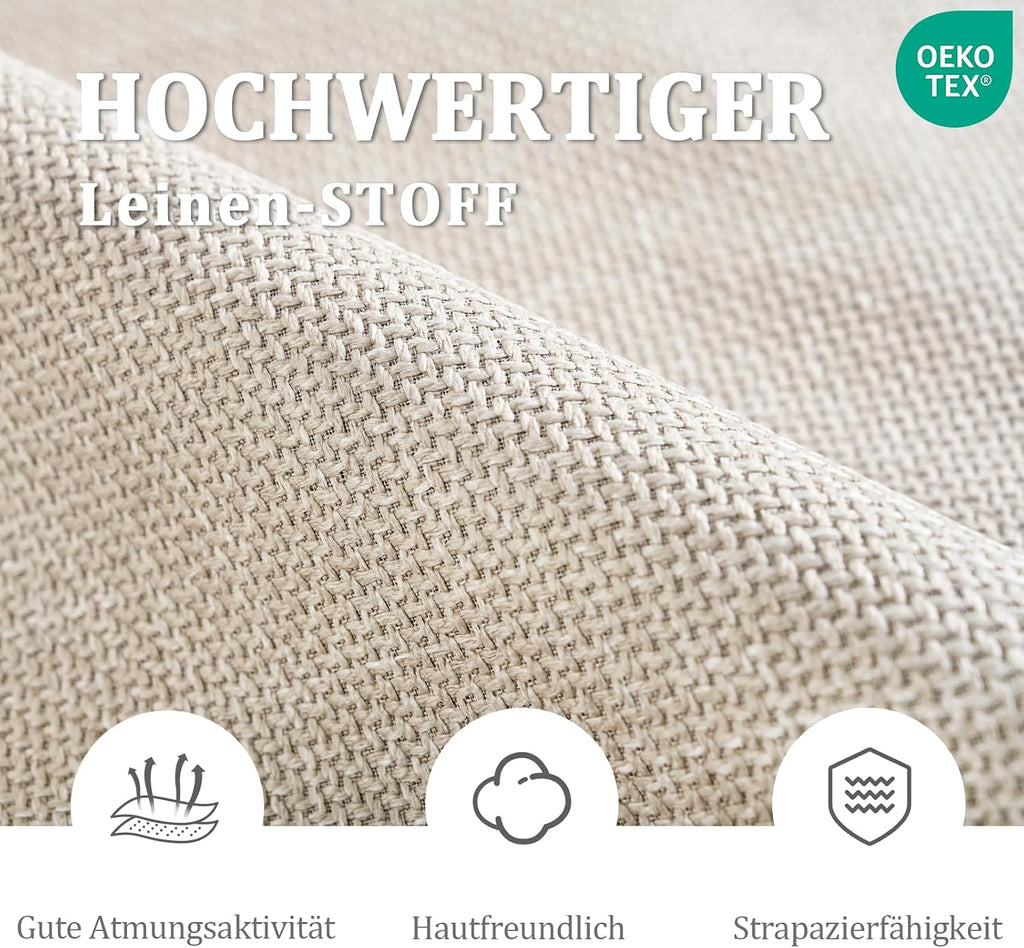 Esszimmerstühle Beige 4er Set mit Armlehnen, Modern Polsterstühle Leinen, Küchenstühle mit Metallgestell für Esszimmer, Wohnzimmer, Küche