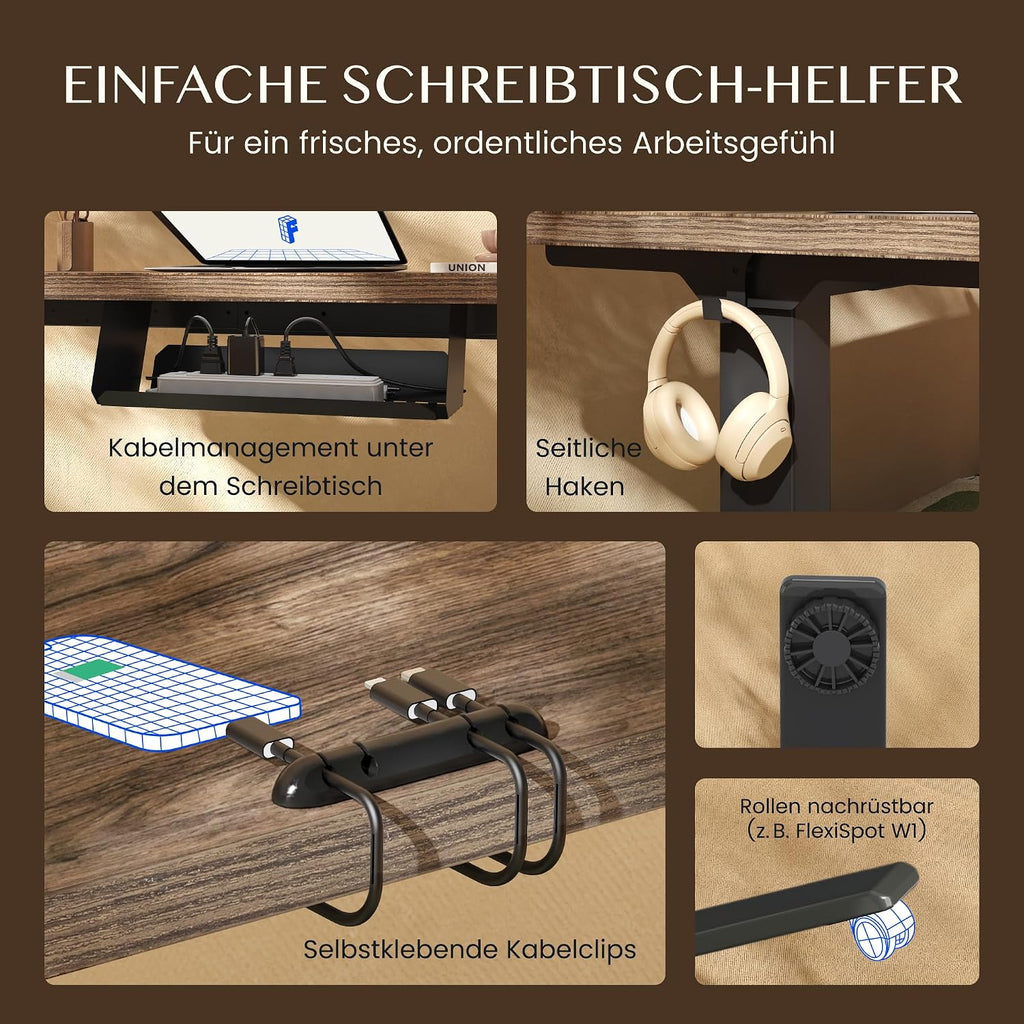 FLEXISPOT Höhenverstellbarer Schreibtisch elektrisch, Doppelmotor 160x80 cm