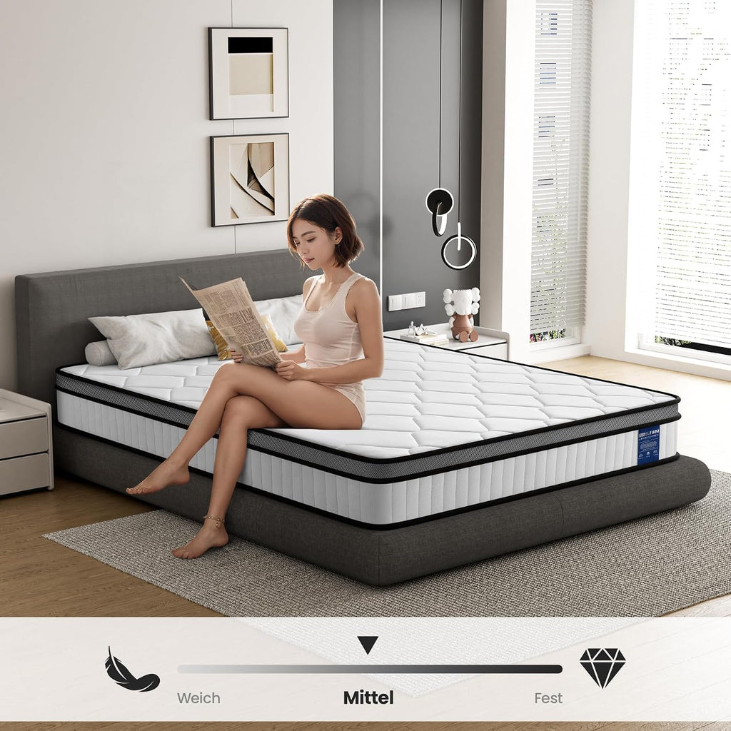 BedStory Matratze 160x200cm,Federkernmatratze H3 Höhe 20cm Taschenfederkernmatratze Mittelfeste Orthopädischem,Öko-Tex Zertifiziert, Matratze für Erwachsene
