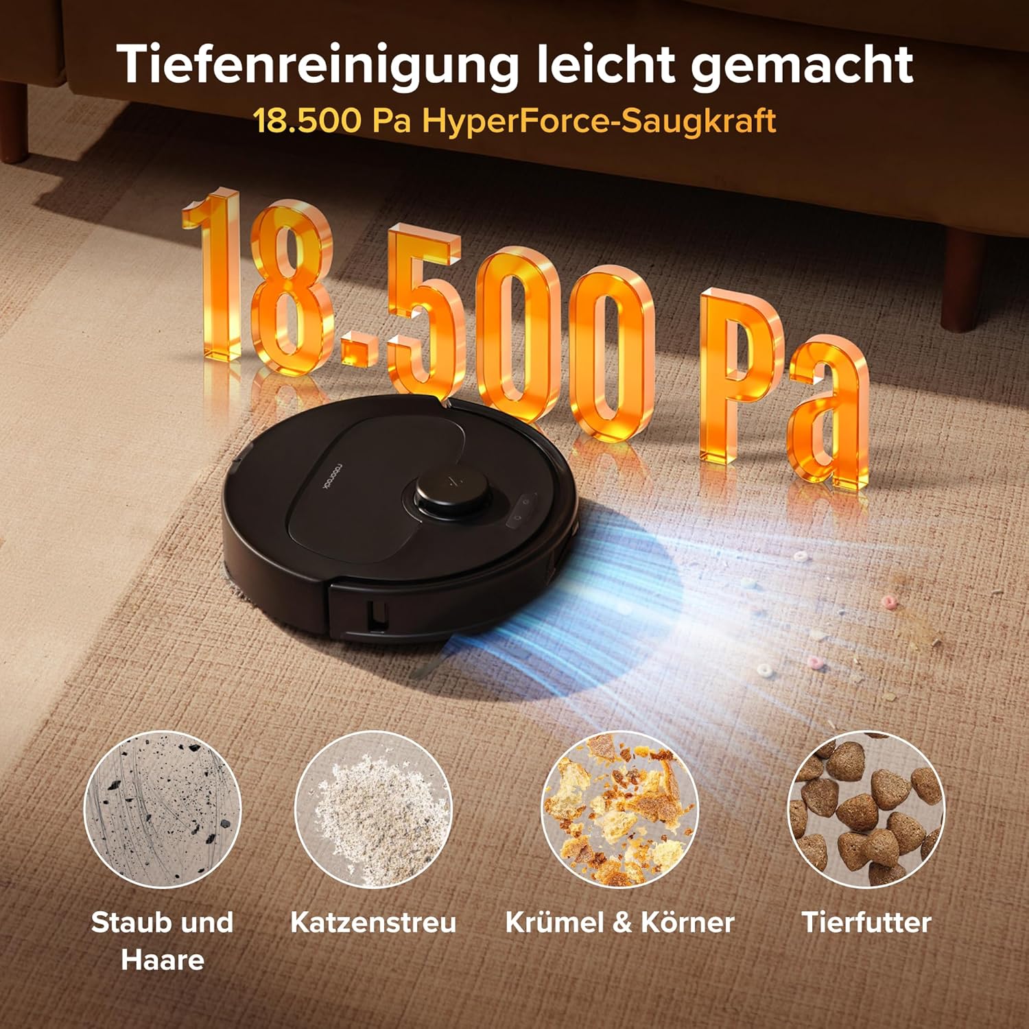 roborock Qrevo S Pro Saugroboter mit Wischfunktion, 18.500 Pa Saugkraft