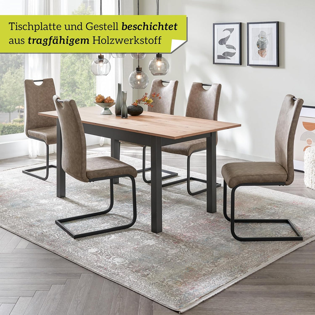 smart Esstisch 140x80 cm Asteiche, Küchentisch ausziehbar bis 180 cm, Esszimmertisch aus Holzwerkstoff inkl. erweiterbare Auszugsplatte, moderner Tisch für bis zu 8 Personen