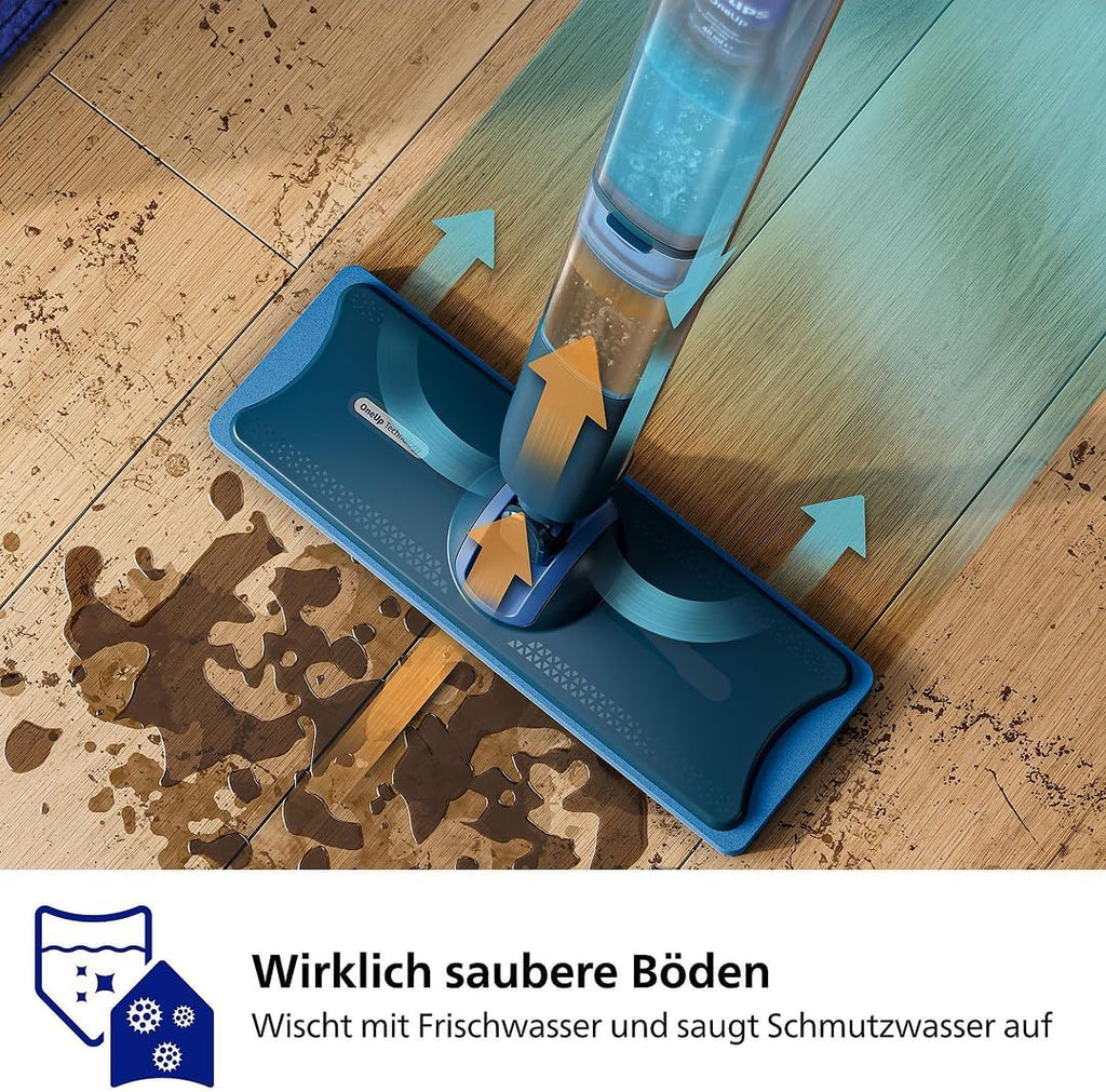 Philips OneUp 5000 Elektrischer Wischmopp, Blau, 2X sauberere Böden