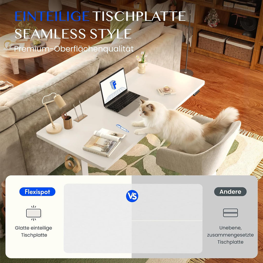 FLEXISPOT Höhenverstellbarer Schreibtisch elektrisch, Doppelmotor 160x80 cm