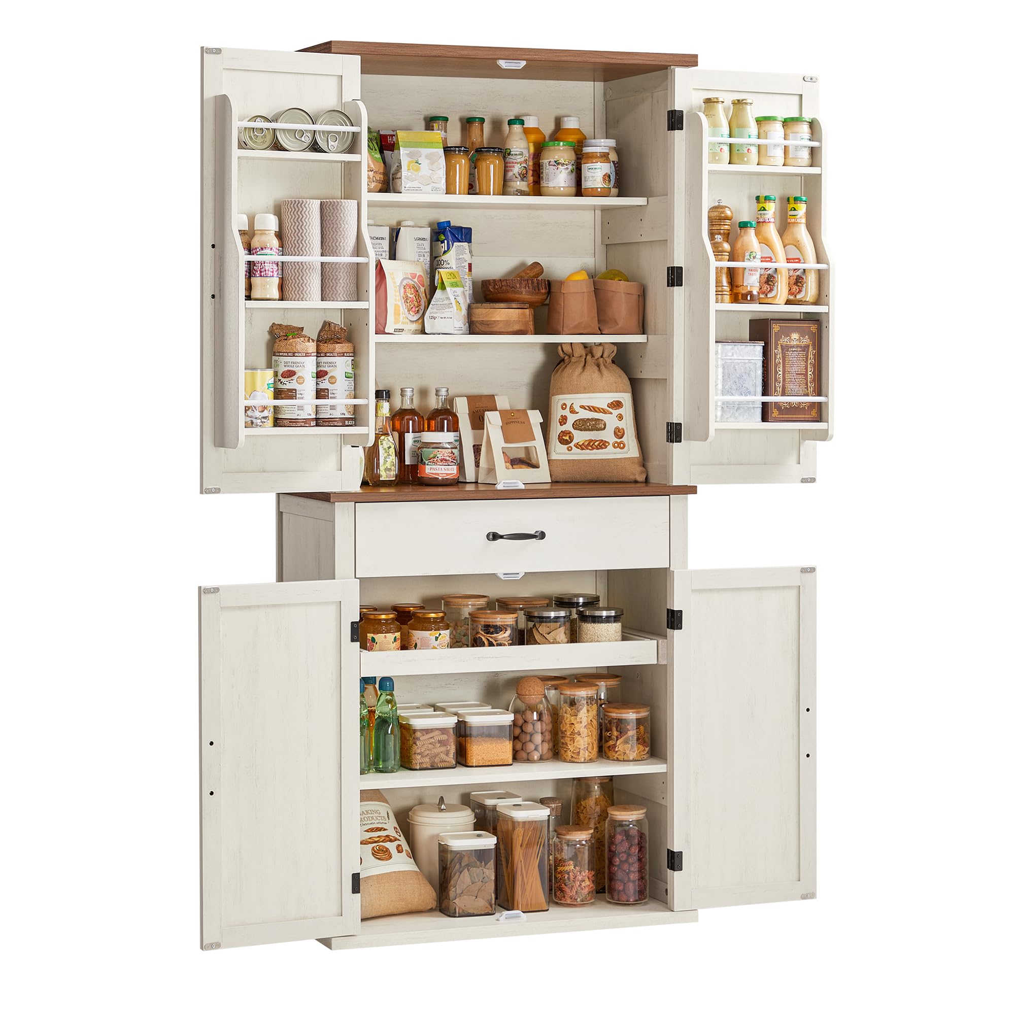 VASAGLE Küchenschrank, Mehrzweckschrank freistehend, 76 x 40 x 182 cm