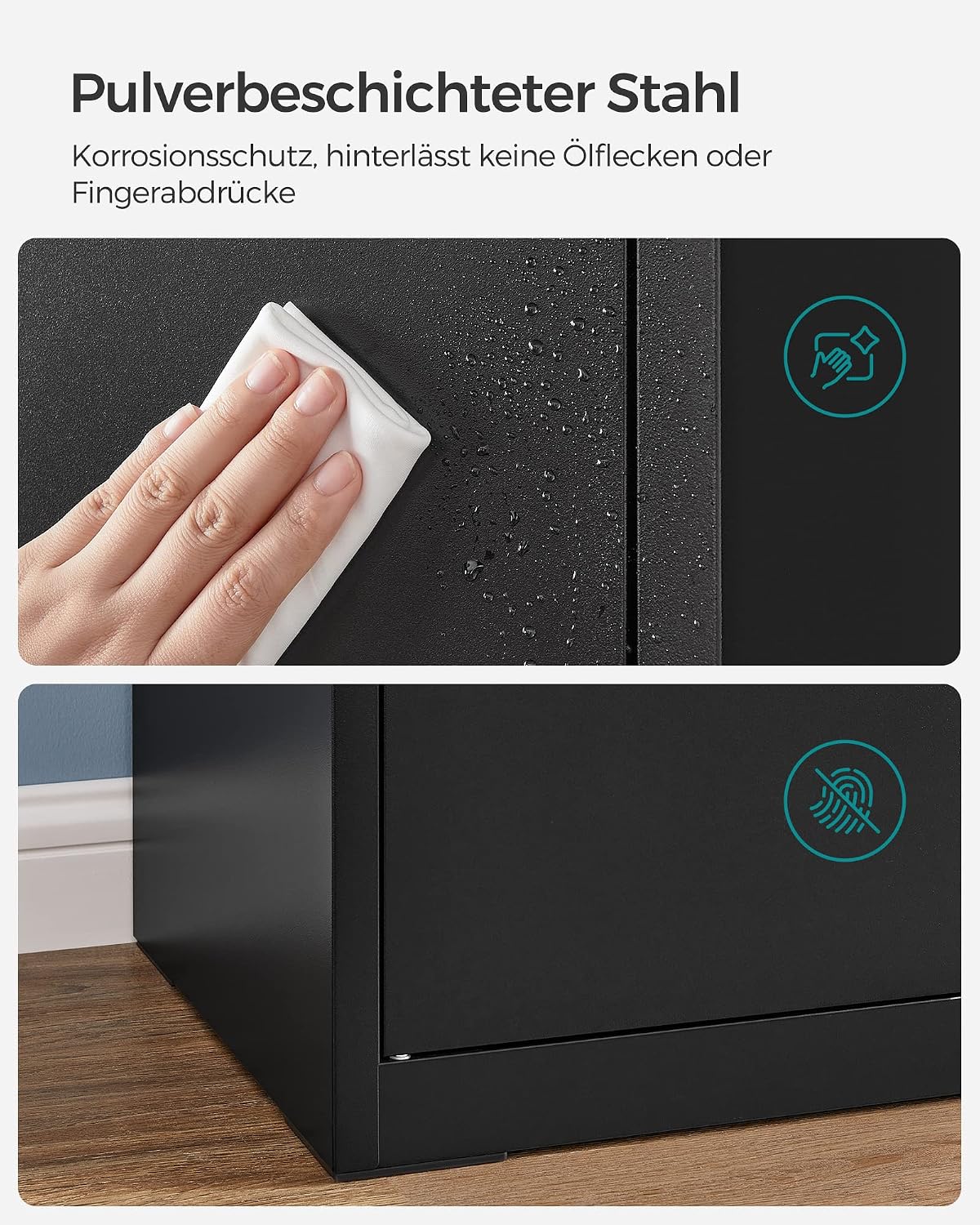 SONGMICS Aktenschrank, Doppeltüren, Schloss, 5 Ebenen, 80 x 40 x 180 cm