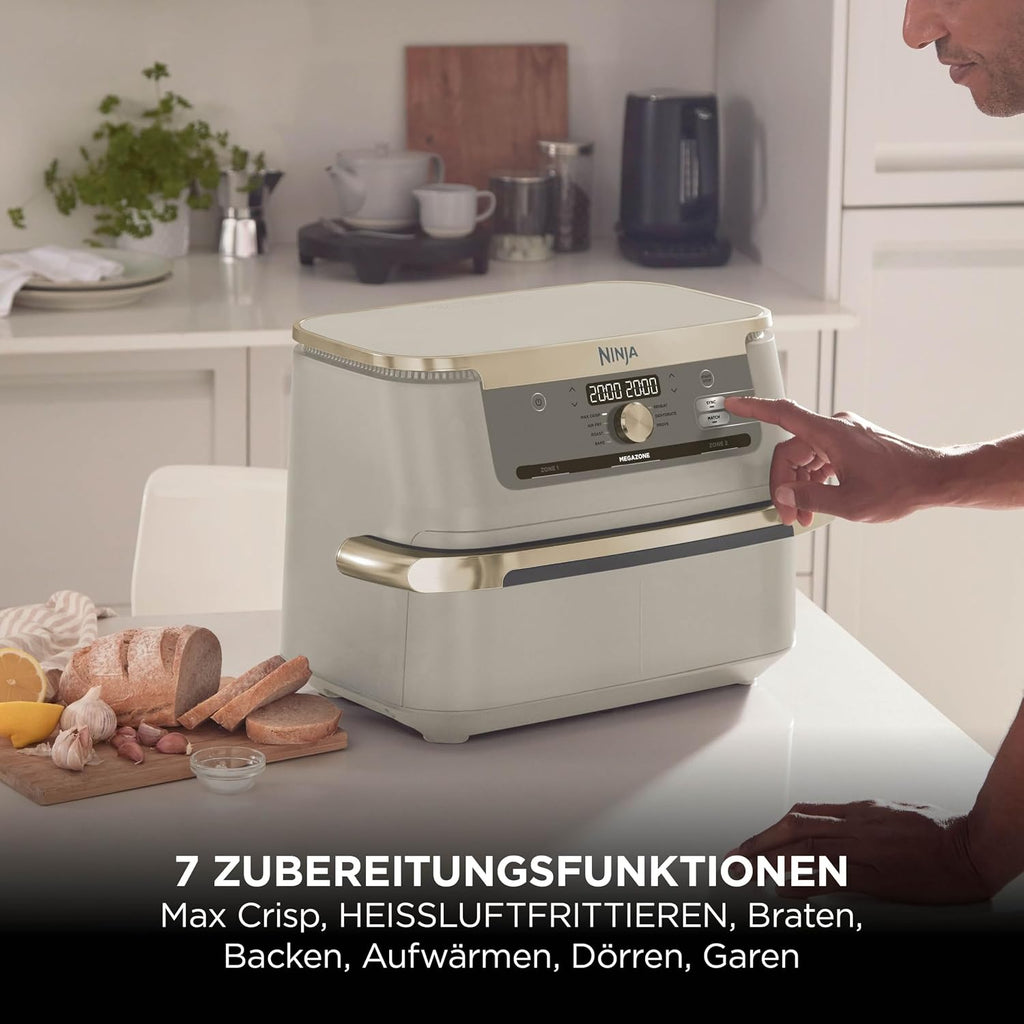 Ninja Foodi FlexDrawer Heißluftfritteuse, Dual Zone, Stone Gold AF500EUSD