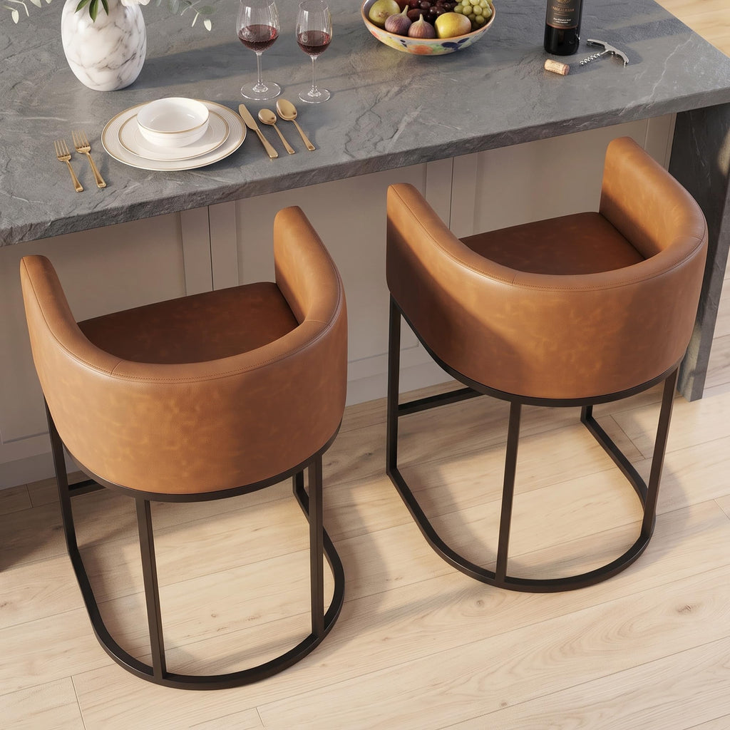 Barhocker 2er Set, 62 cm Leinen, Beige