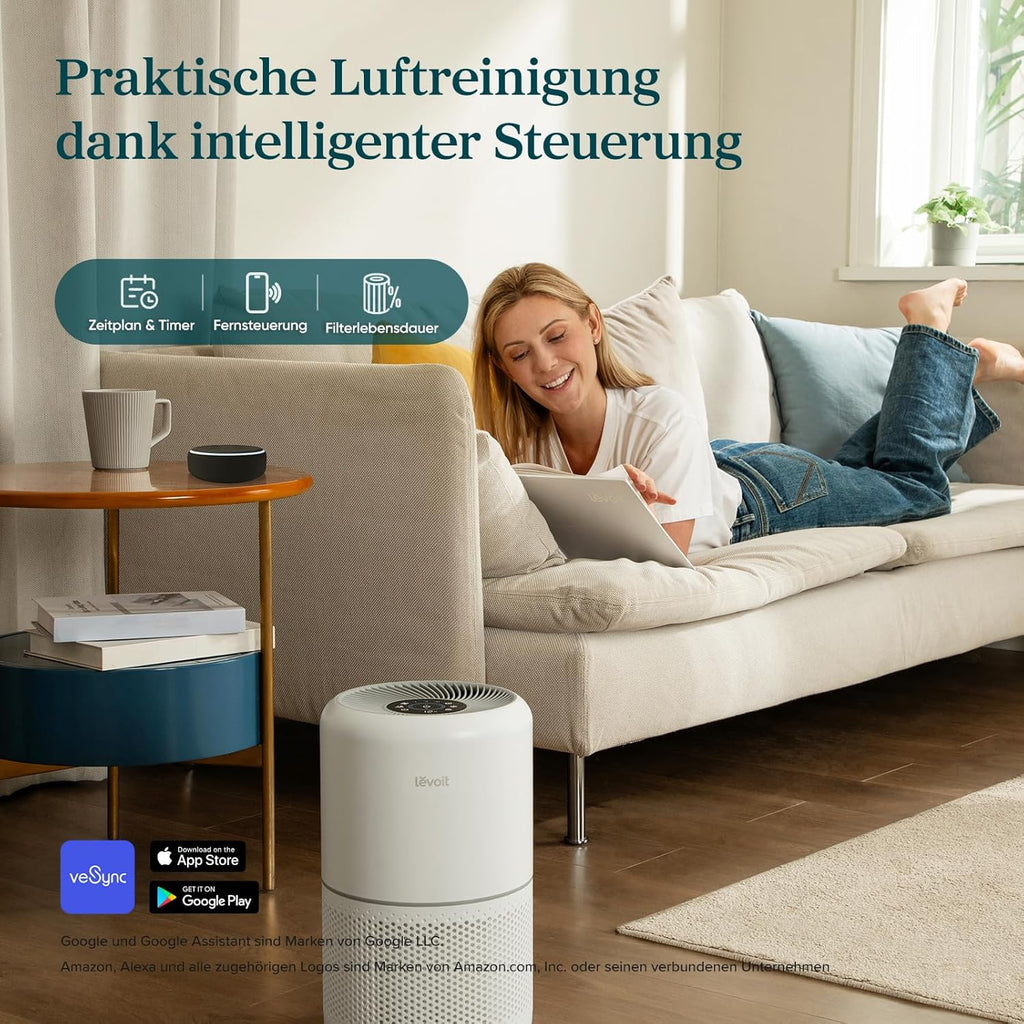 Levoit Core 300S Luftreiniger Allergiker mit APP, Auto-Modus, bis 50㎡, Weiß