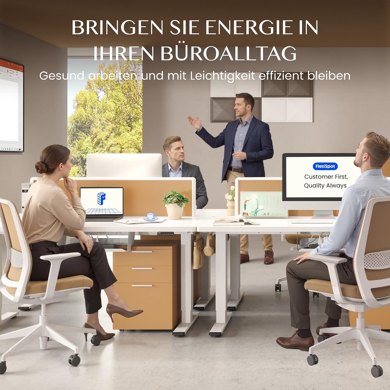 FLEXISPOT Höhenverstellbarer Schreibtisch elektrisch, Doppelmotor 160x80 cm