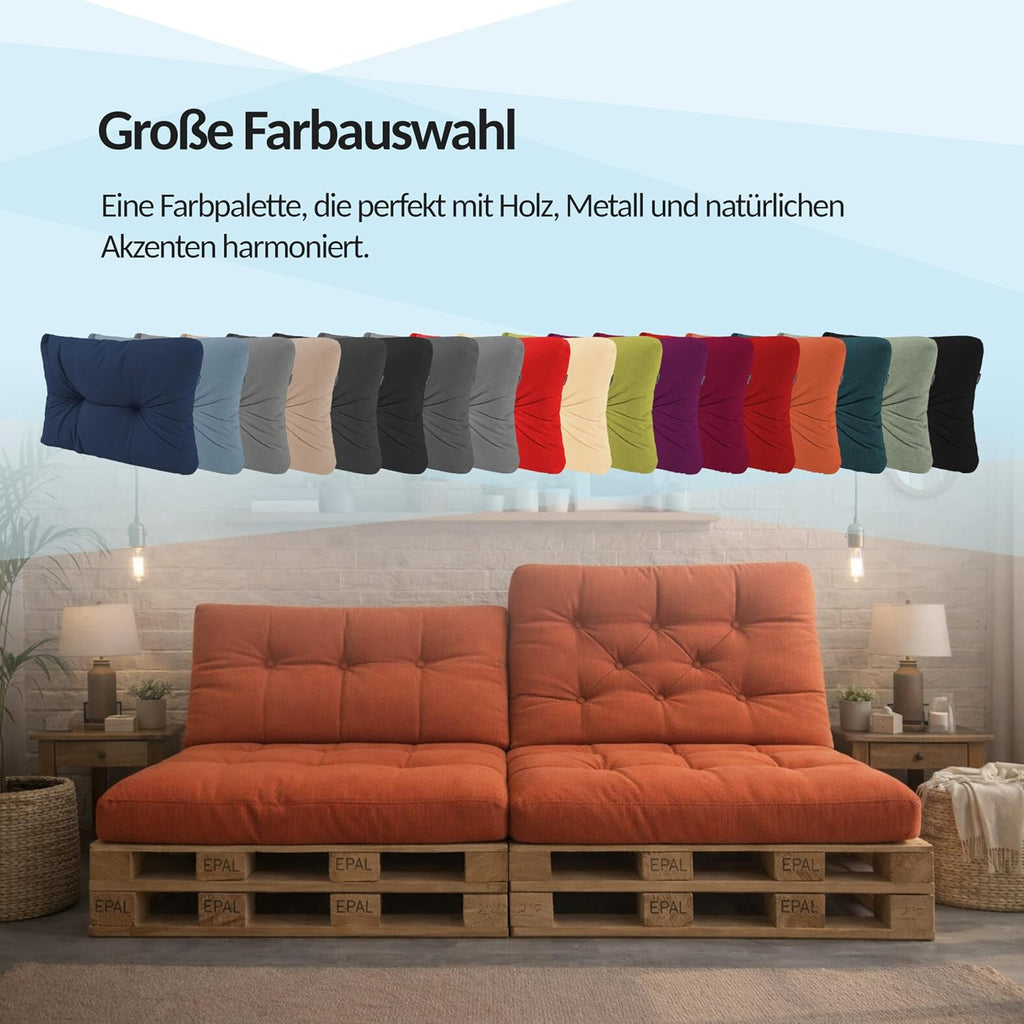 POKAR Palettenkissen Wasserabweisend Palettenauflagen Palettenmöbel Palettensofa 8er Set: Sitzkissen 120x80 + Rückenlehne 120x40, Anthrazit