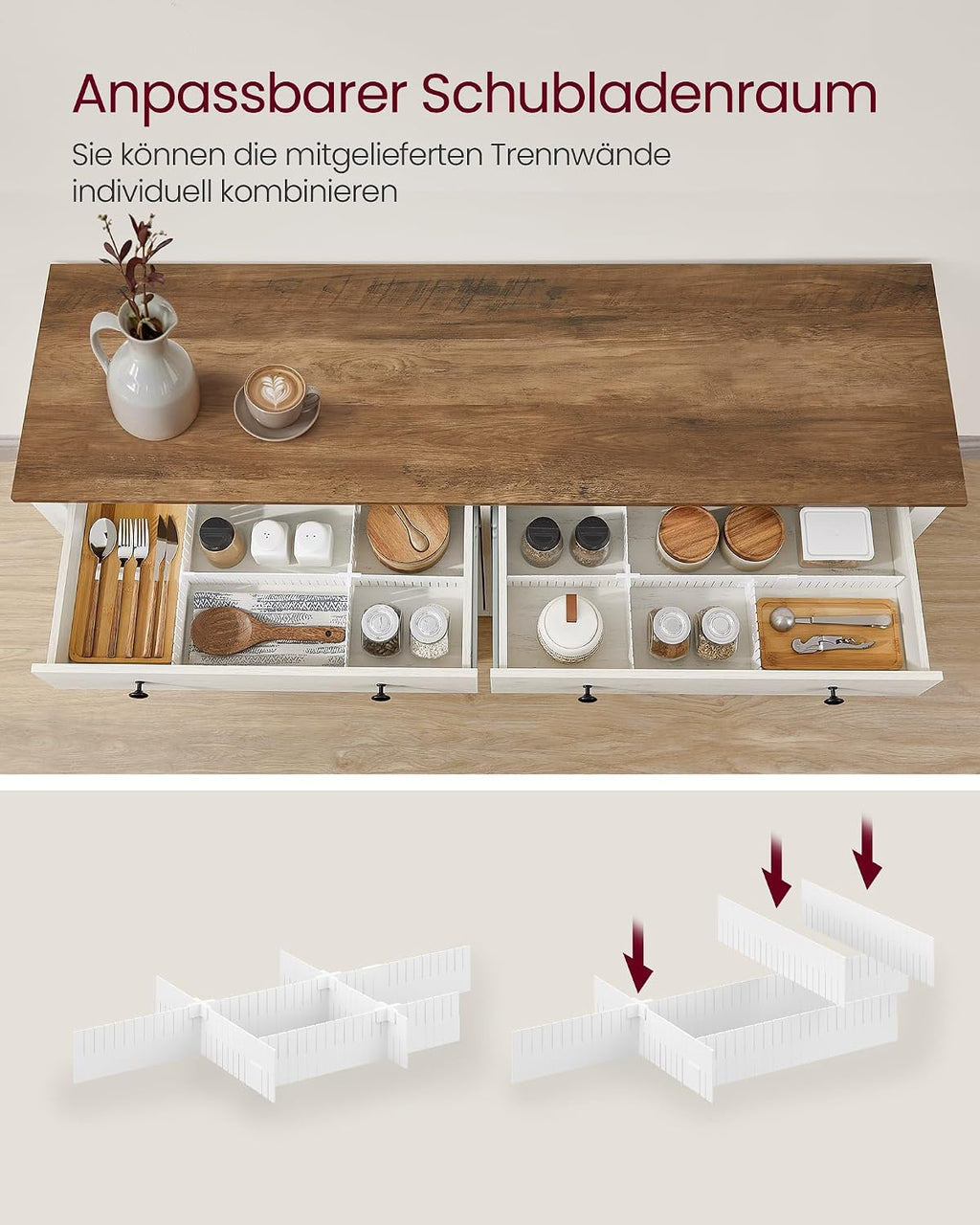 VASAGLE Küchenschrank mit 4 Türen, Sideboard