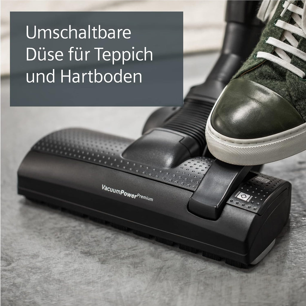 Siemens Staubsauger mit Beutel Q5.0 extreme silencePower VSQ5X1230, ideal für Allergiker, Hygiene-Filter, starke Saugleistung, Bodendüse für Parkett, Teppich, Fliesen, langes Kabel, 850 W, schwarz