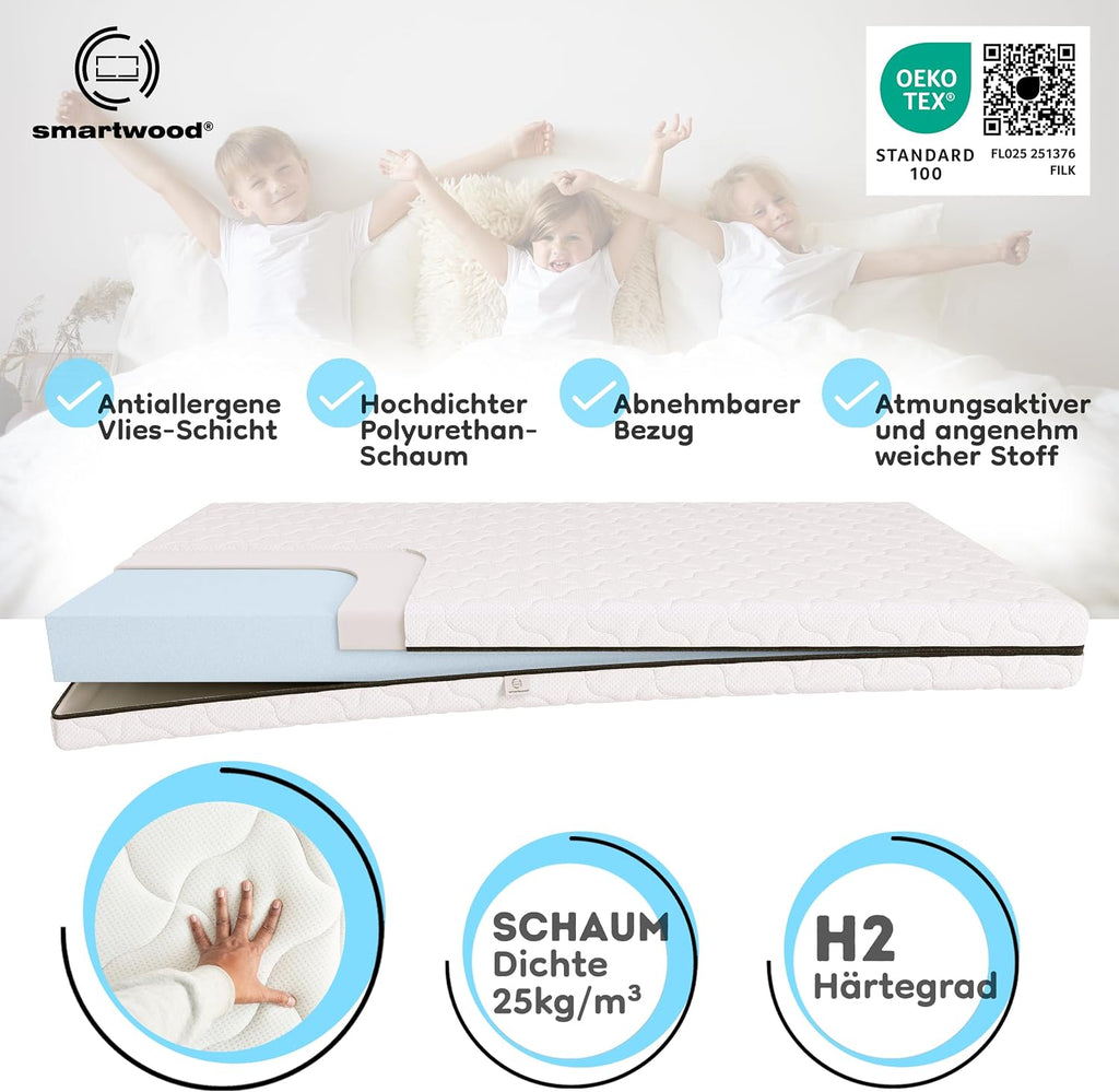 smartwood Matratze 90x200 12 cm, H2, Schaumstoff, SmartComfort