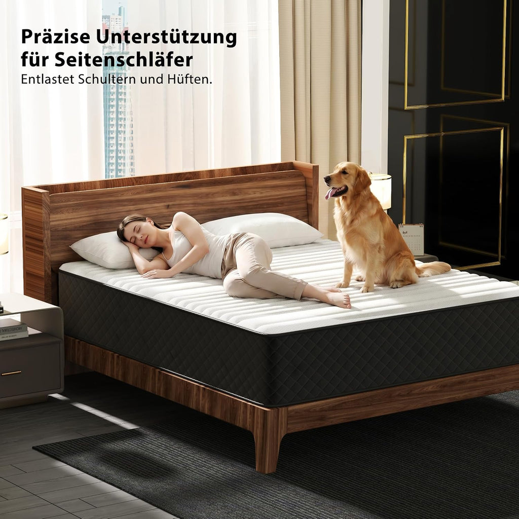 PurrJoys Matratze 160x200 H3 & H4 mit Oeko-TEX Zertifiziert, Höhe 25 cm 7 Zonen Taschenfederkernmatratze mit Memory Foam, Federkernmatratze mit weicher Oberfläche für Erwachsene