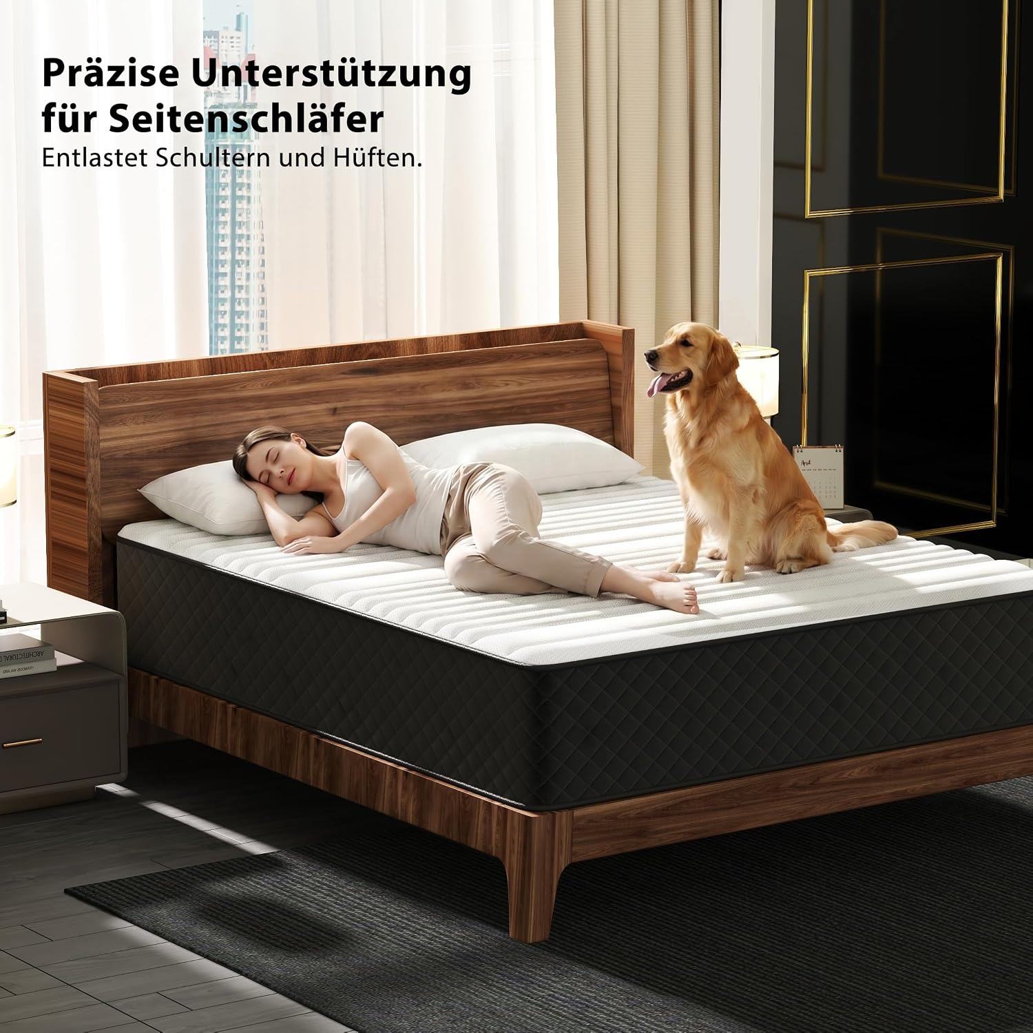 PurrJoys Matratze 160x200 H3 & H4 mit Oeko-TEX Zertifiziert, Höhe 25 cm 7 Zonen Taschenfederkernmatratze mit Memory Foam, Federkernmatratze mit weicher Oberfläche für Erwachsene