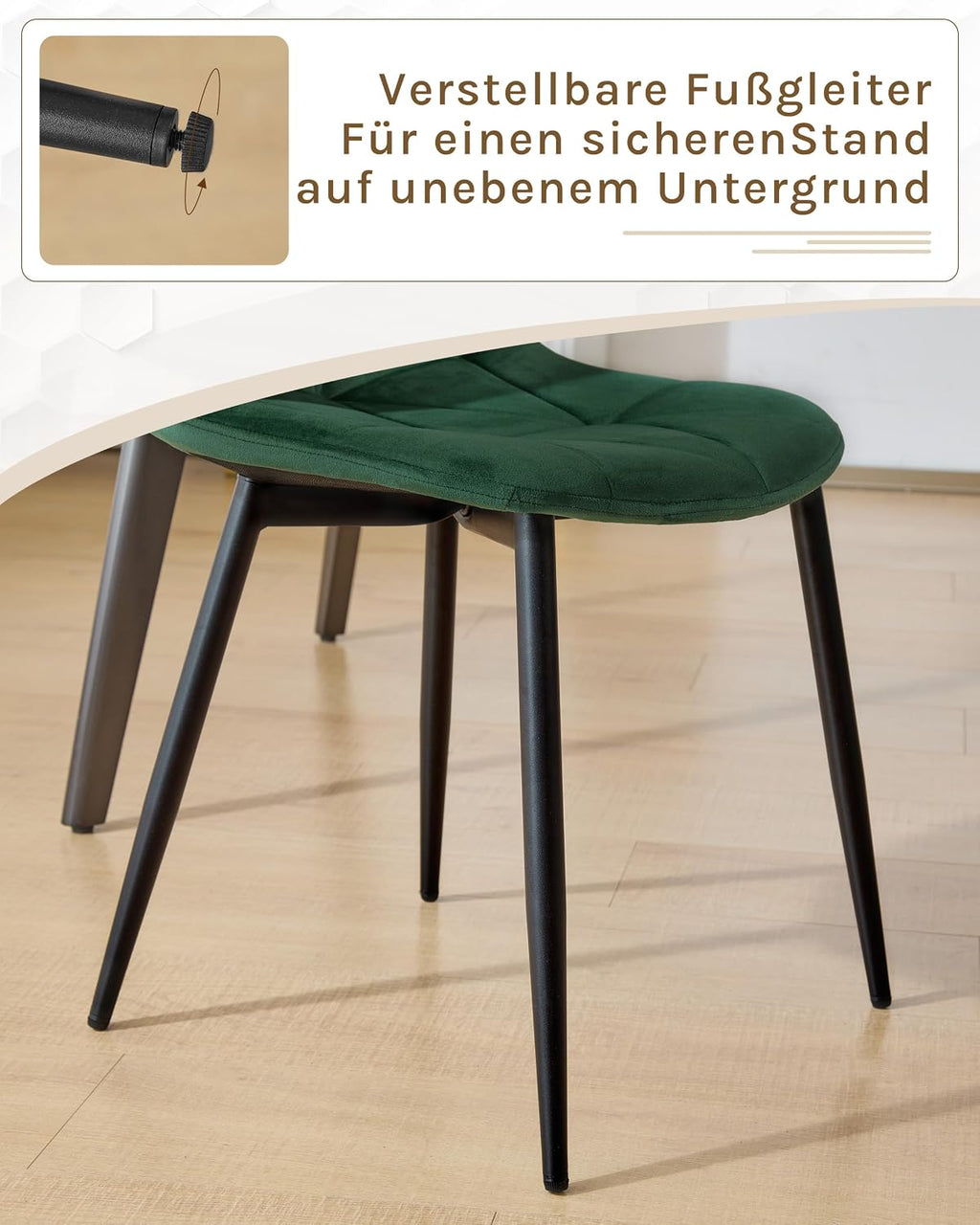 Lestarain Esszimmerstühle 4er Set Samt Dunkelgrün