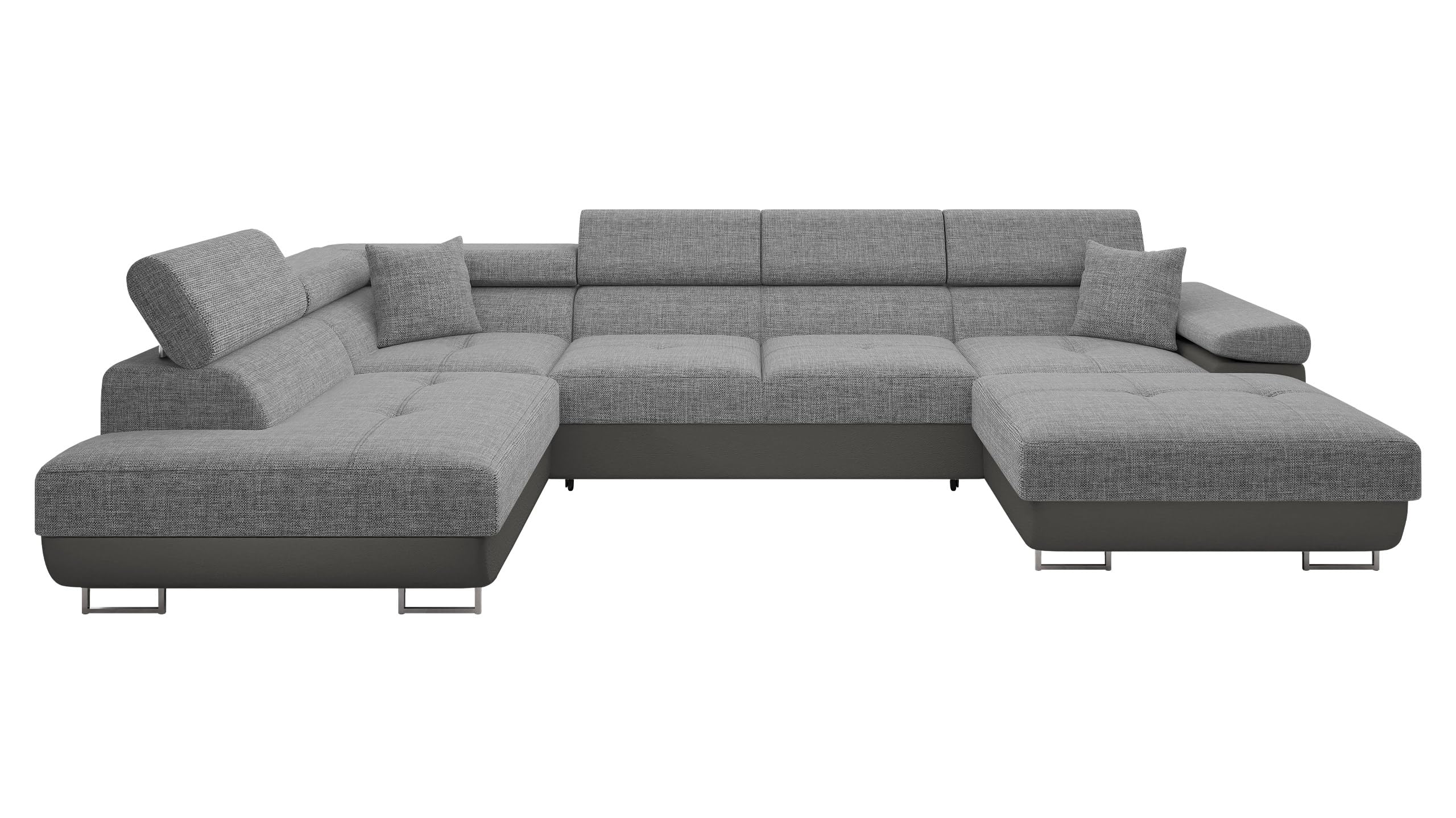 Mirjan24 Ecksofa Torezio Bis mit Bettkasten, Einstellbare Kopfstützen, Sofa mit Schlaffunktion, Eckcouch für Wohnzimmer, Polsterecke, U-Form Couch mit Bettfunktion (Soft 011 + Lux 06, Seite: Rechts)