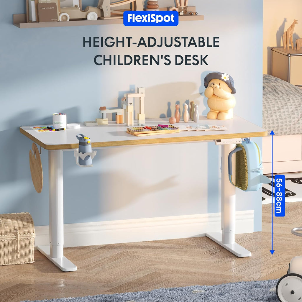 FLEXISPOT Kinderschreibtisch höhenverstellbar elektrisch 110 × 52 cm, Weiß