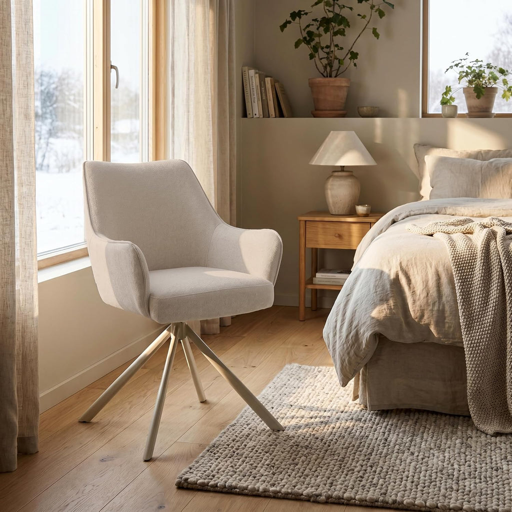Esszimmerstühle Drehbar 4er Set mit Armlehne, gepolsterte Esszimmerstuhl mit hoher Rückenlehne für Esszimmer & Wohnzimmer, Büro, Beige1