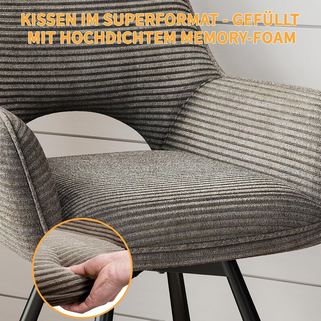 WAFTING Esszimmerstühle 4er Set Drehbar 360°,Armlehnstuhl,Küchenstuhl,Taupe