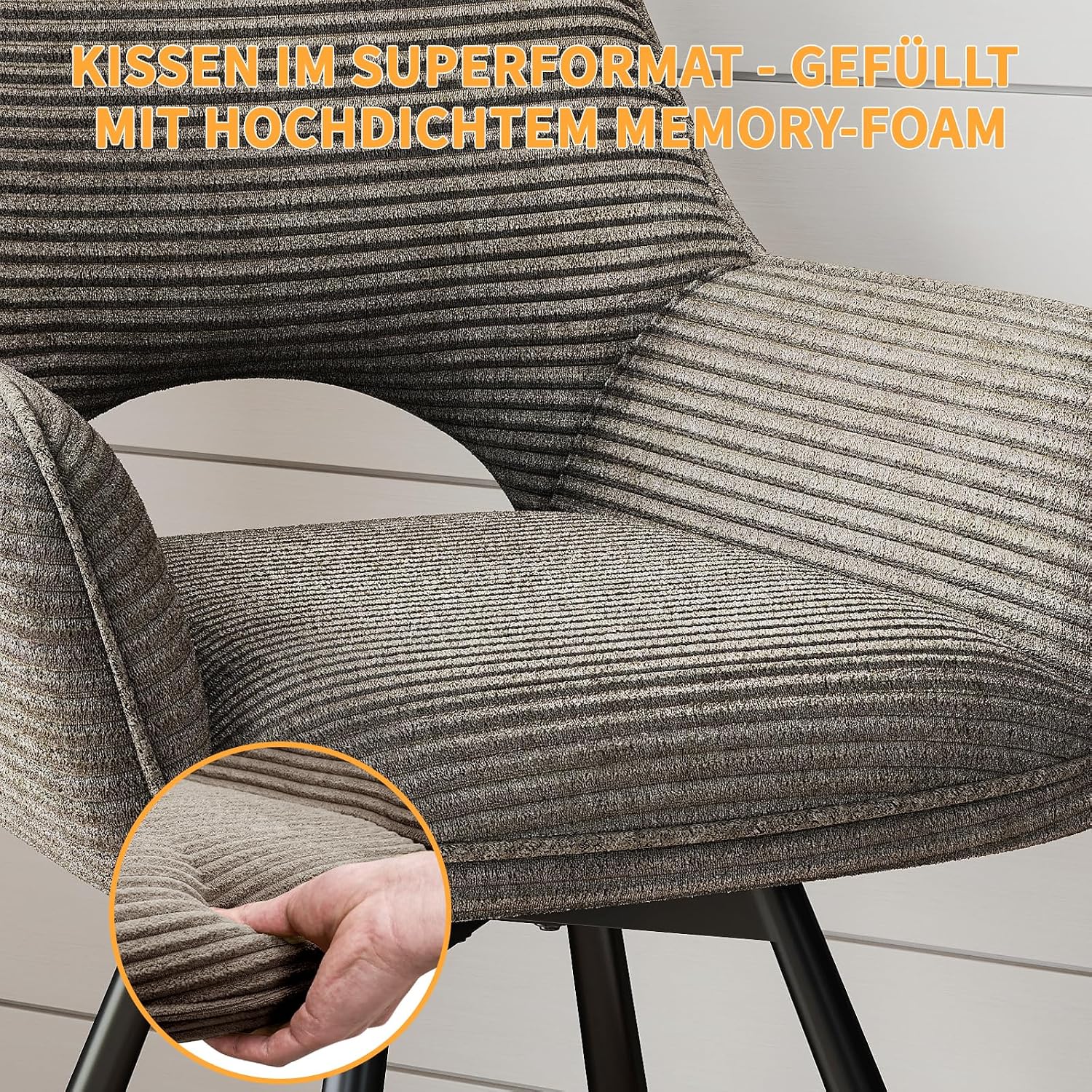 WAFTING Esszimmerstühle 4er Set Drehbar 360°,Armlehnstuhl,Küchenstuhl,Taupe
