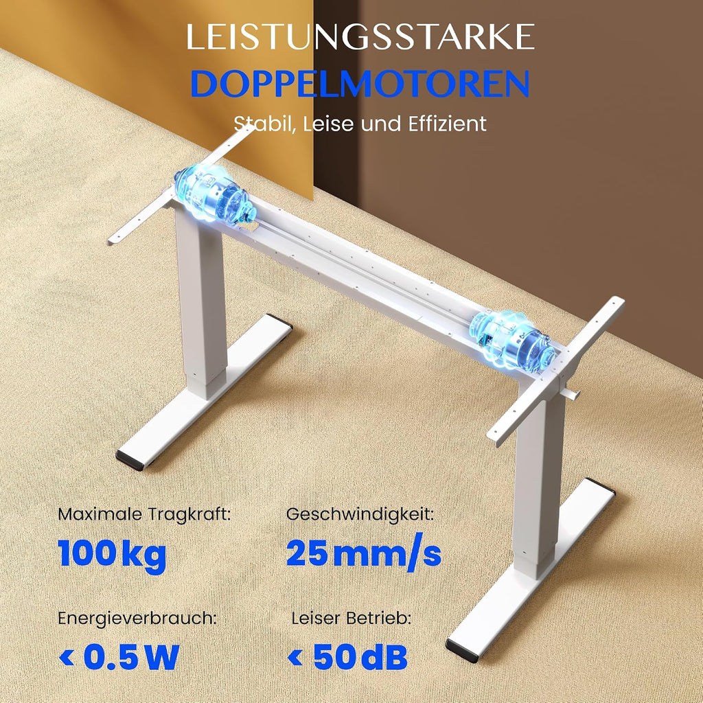 FLEXISPOT Höhenverstellbarer Schreibtisch elektrisch, Doppelmotor 160x80 cm