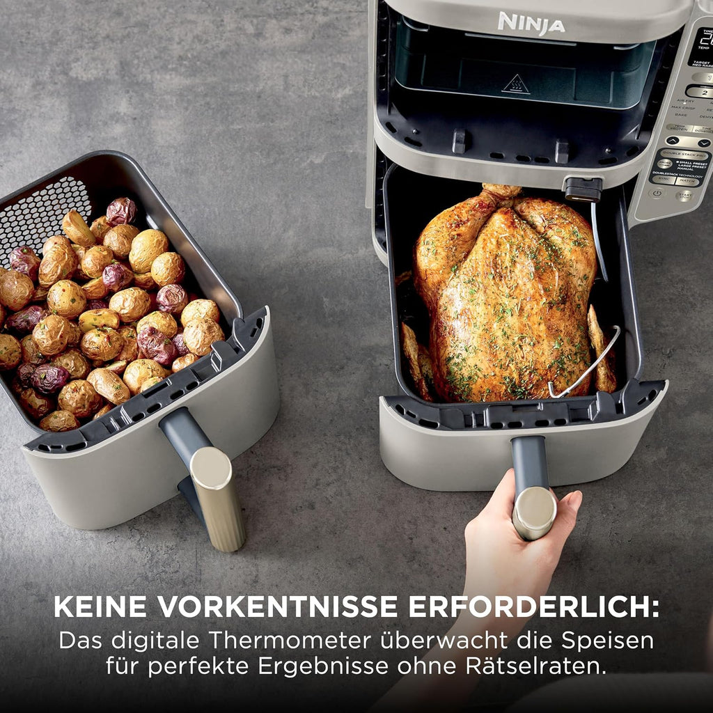 Ninja Double Stack XL-Heißluftfritteuse, 6 Funktionen, Steingold SL451EUSD