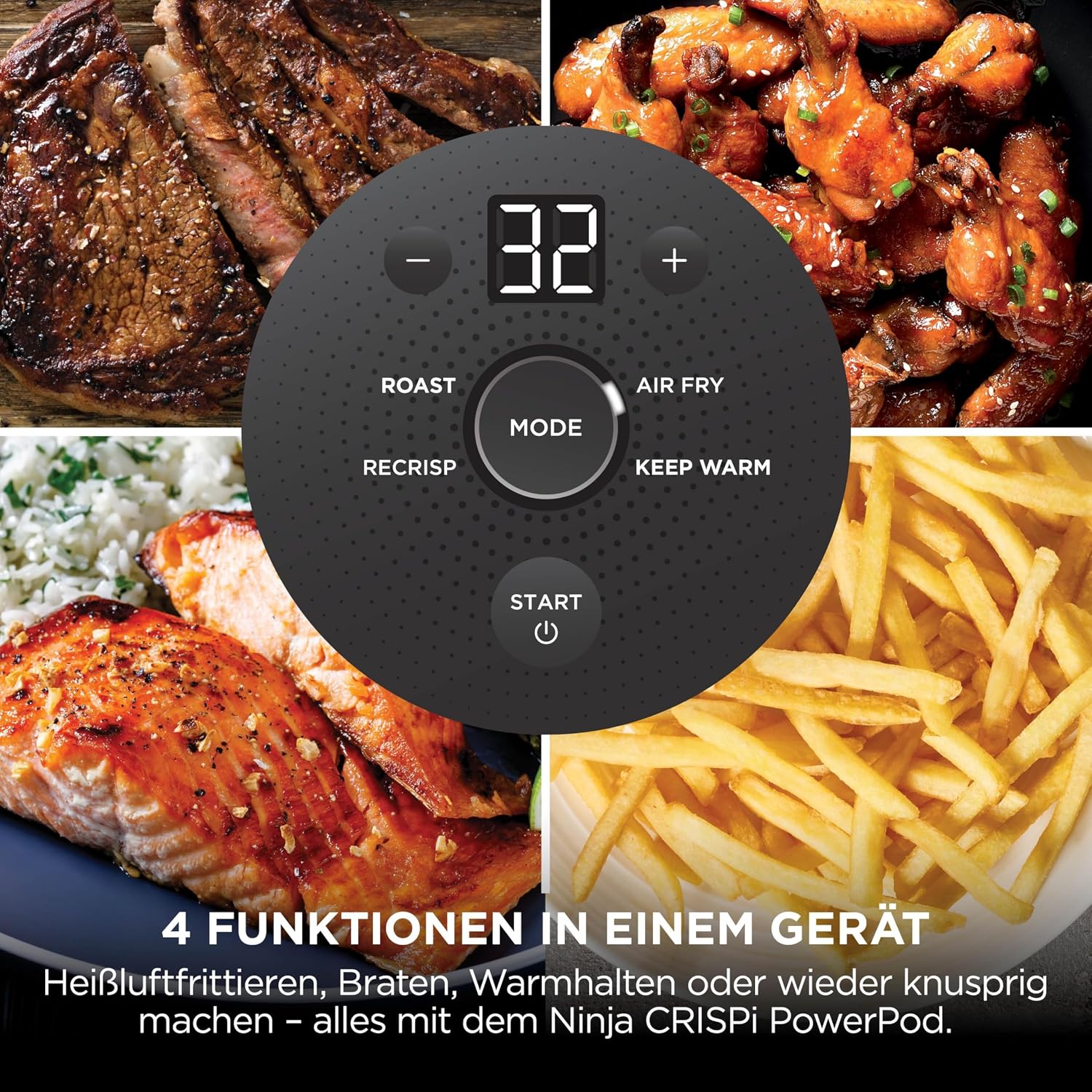 Ninja CRISPi tragbare Air fryer Heißluftfritteuse, Stone Gold FN101EUSTGD